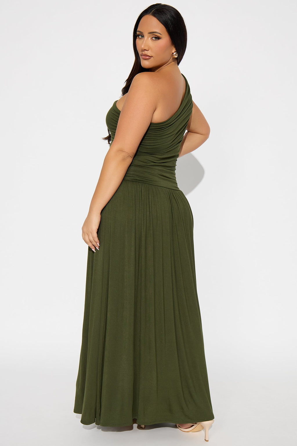 Serene Dreams One Shoulder Maxi Dress - Olive