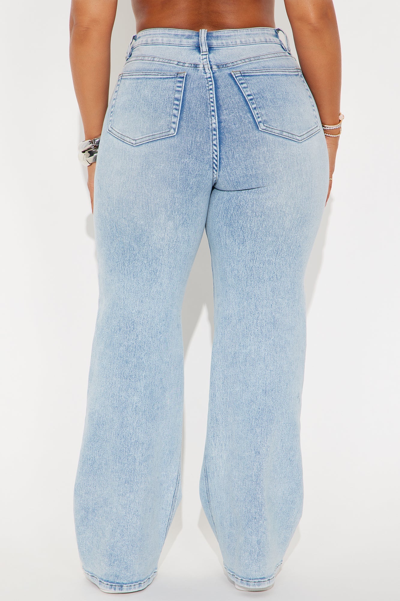 Petite Make My Day Stretch Wide Leg Jeans - Light Wash