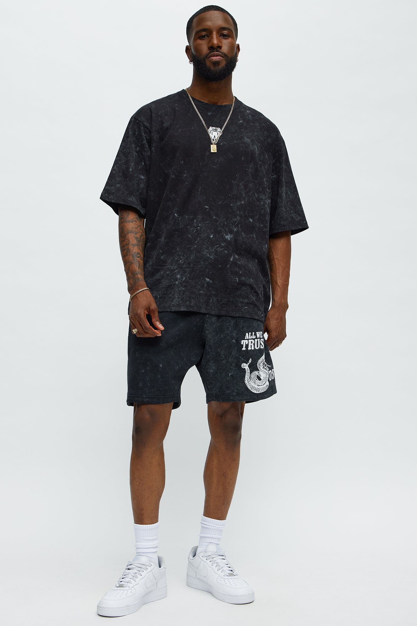 All We Trust Is Us Oversized Short Sleeve Tee - Black