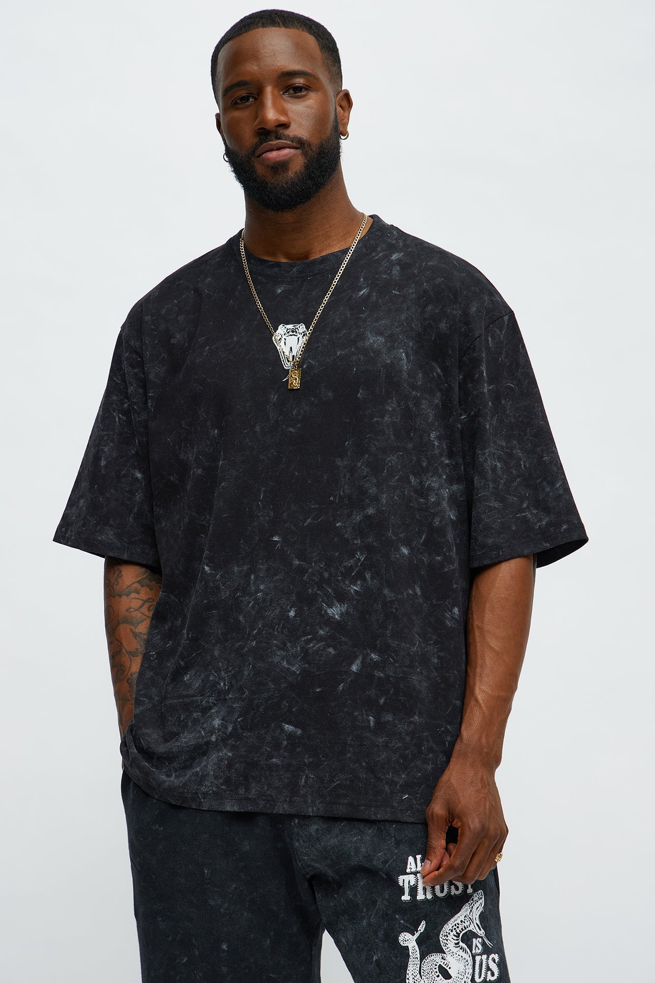 All We Trust Is Us Oversized Short Sleeve Tee - Black
