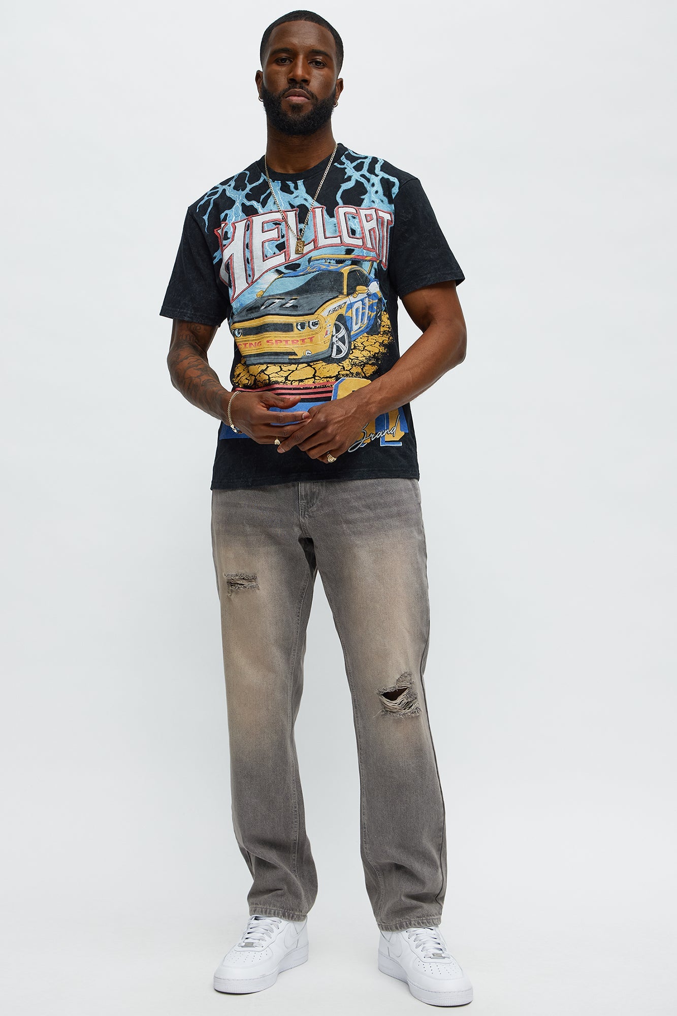 Slim Keep Calling Distressed Jeans - Grey