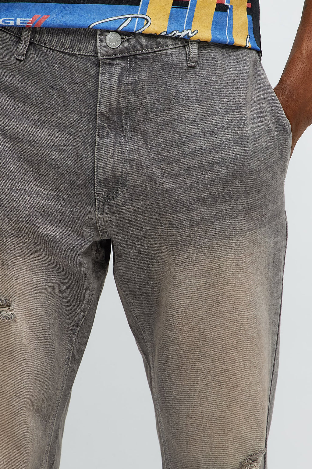 Slim Keep Calling Distressed Jeans - Grey