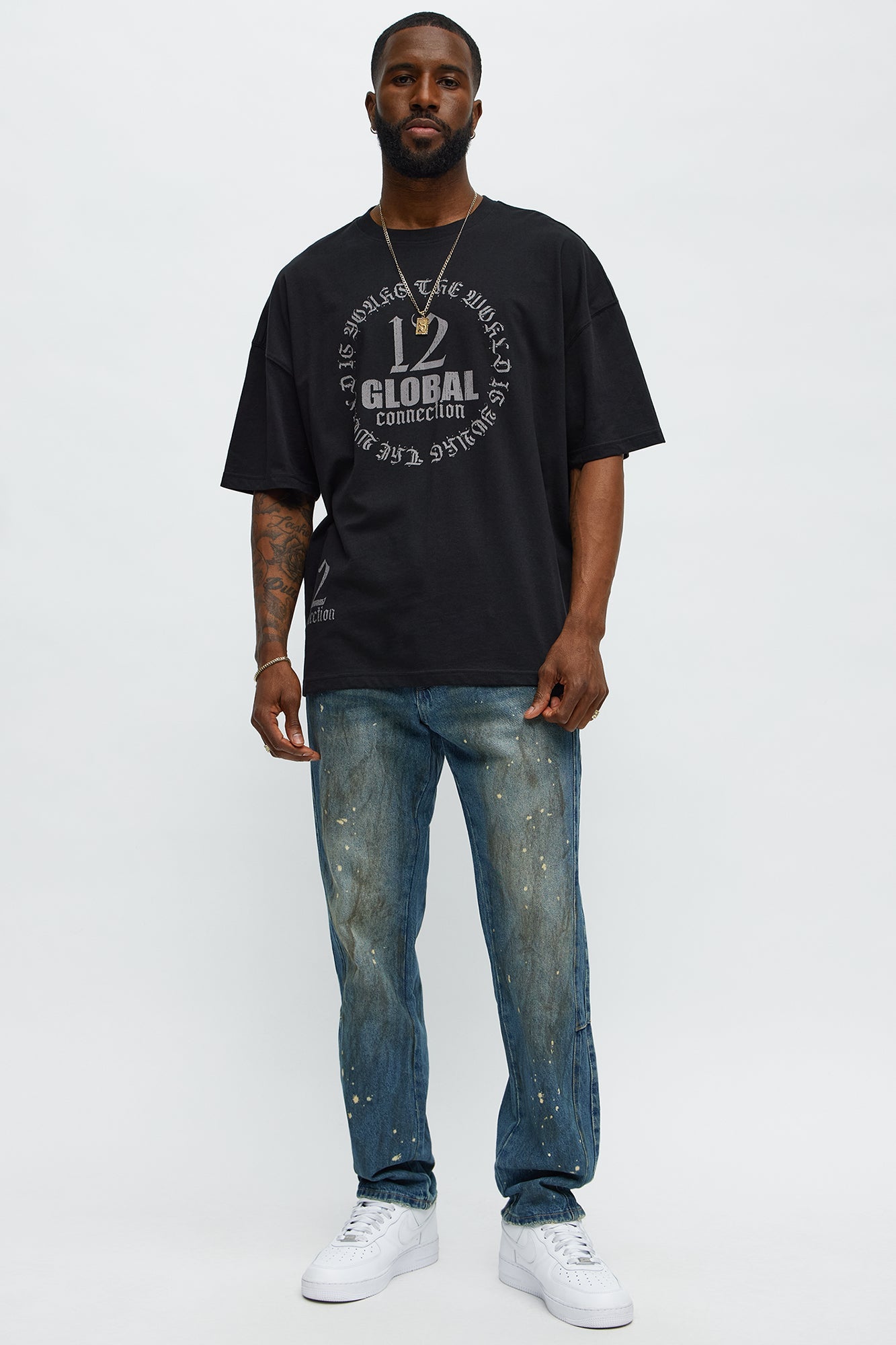 12 Global Oversized Short Sleeve Tee - Black