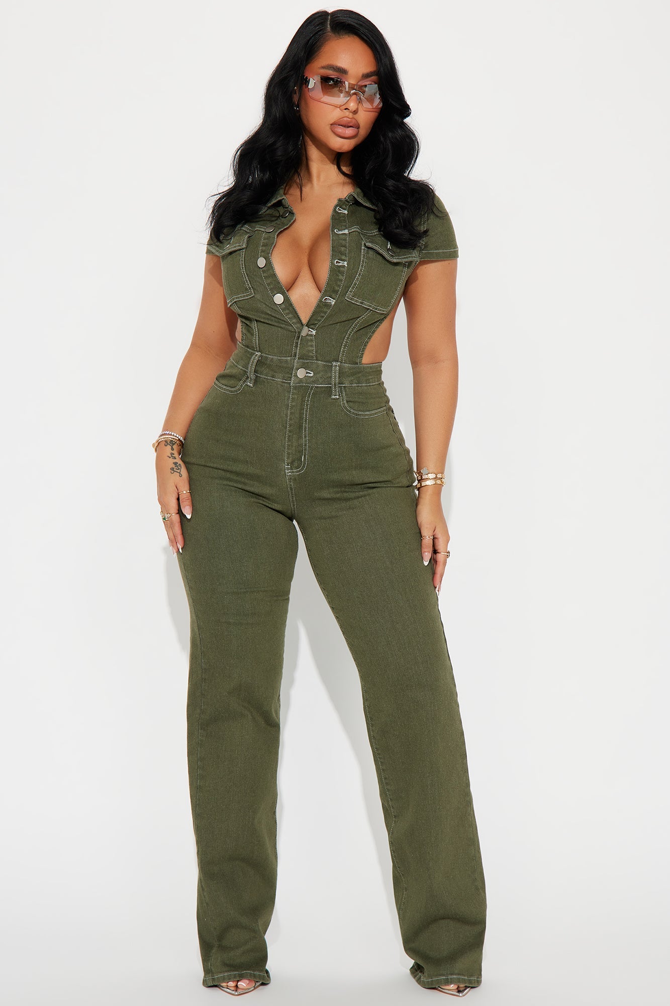 Kamaria Denim Jumpsuit - Olive