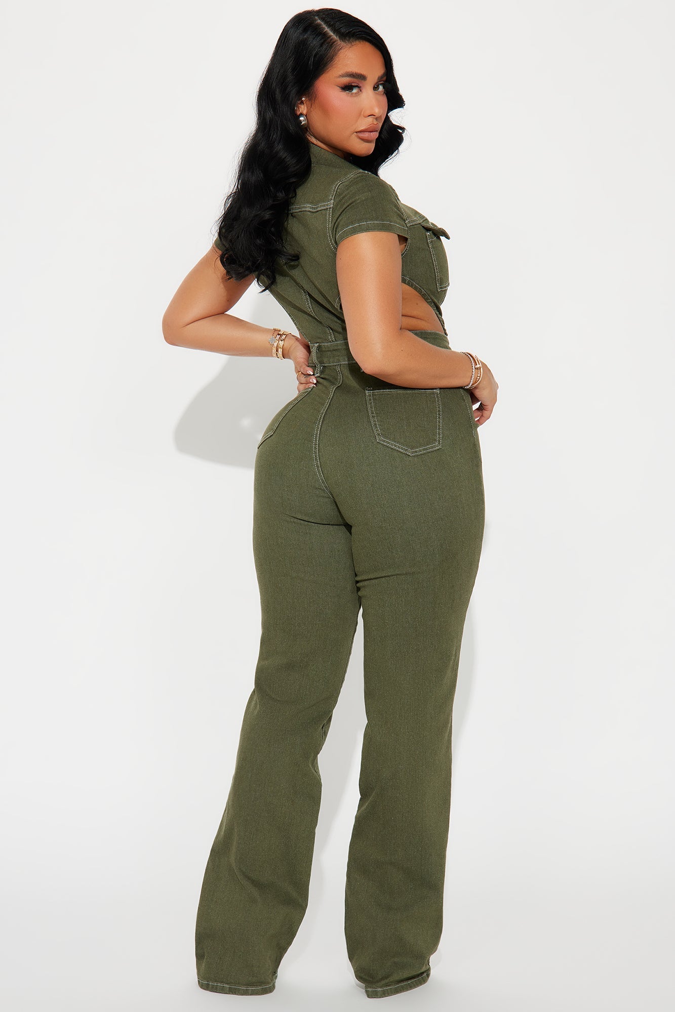 Kamaria Denim Jumpsuit - Olive