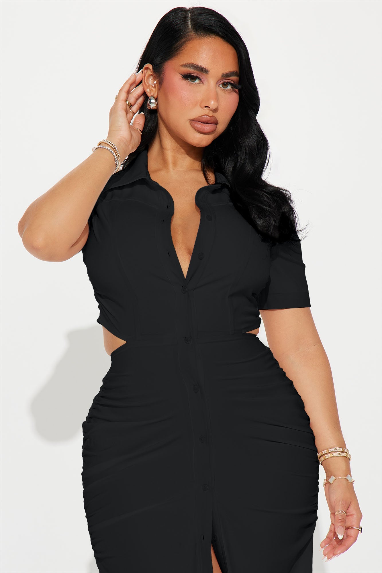 Jennifer Collared Maxi Dress - Black