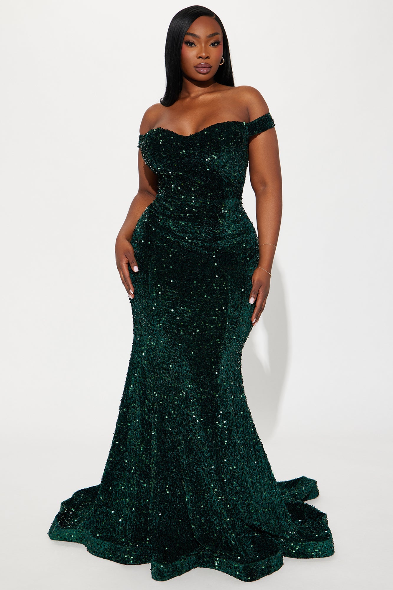 Alora Sequin Maxi Gown - Hunter