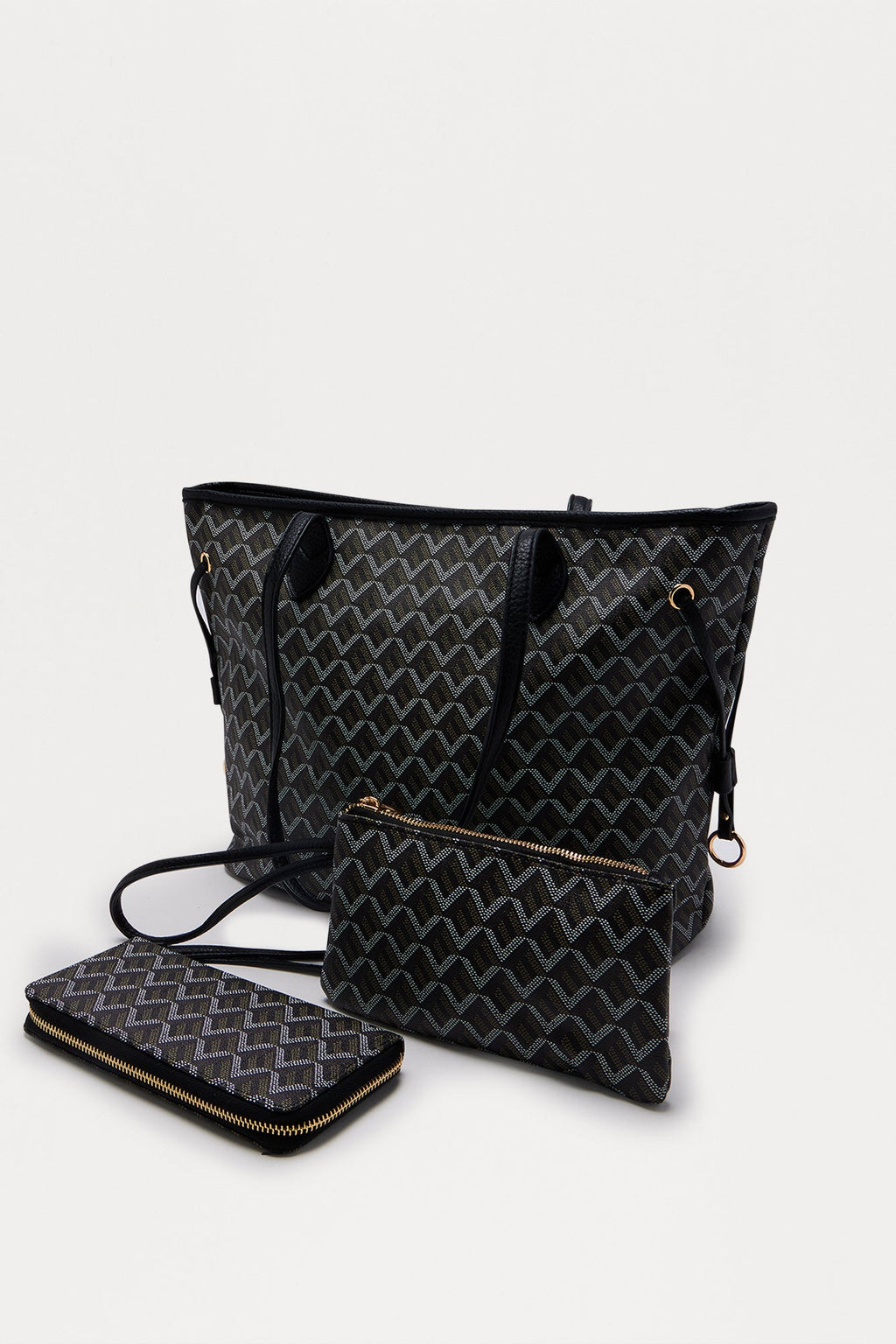 Daily Signature 3 Piece Tote Bag Set - Black
