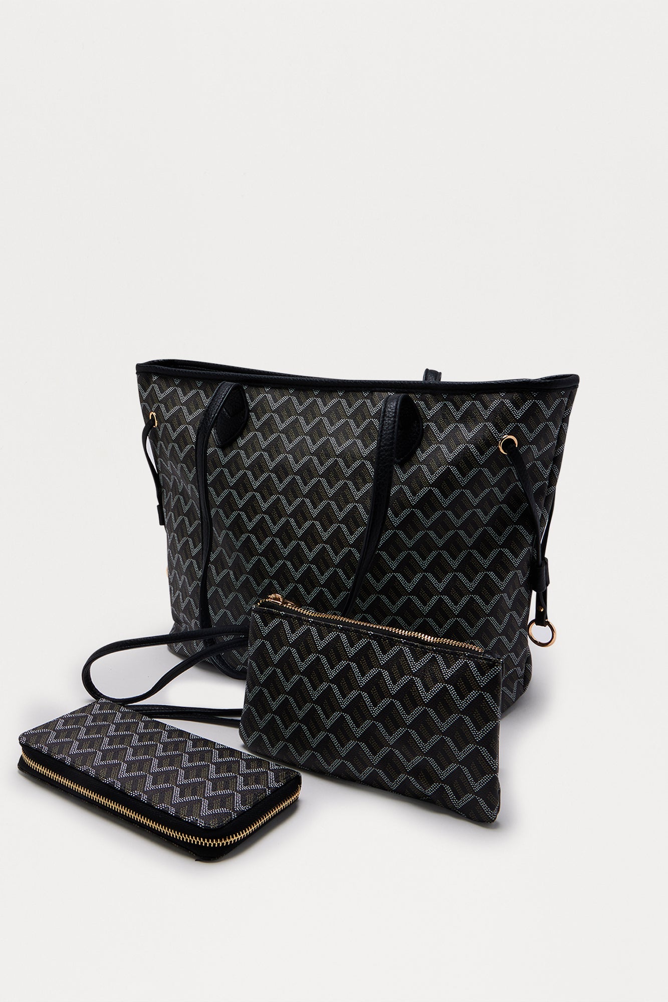 Daily Signature 3 Piece Tote Bag Set - Black