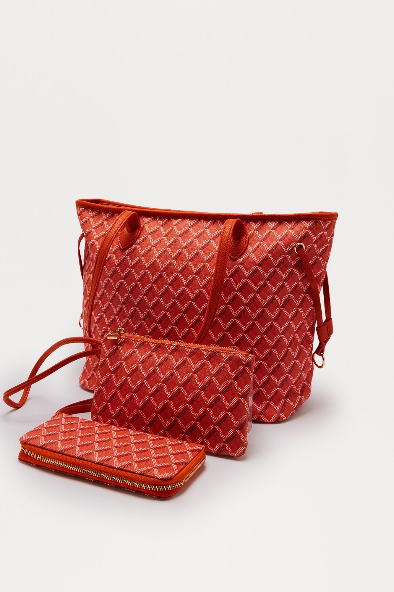 Daily Signature 3 Piece Tote Bag Set - Orange