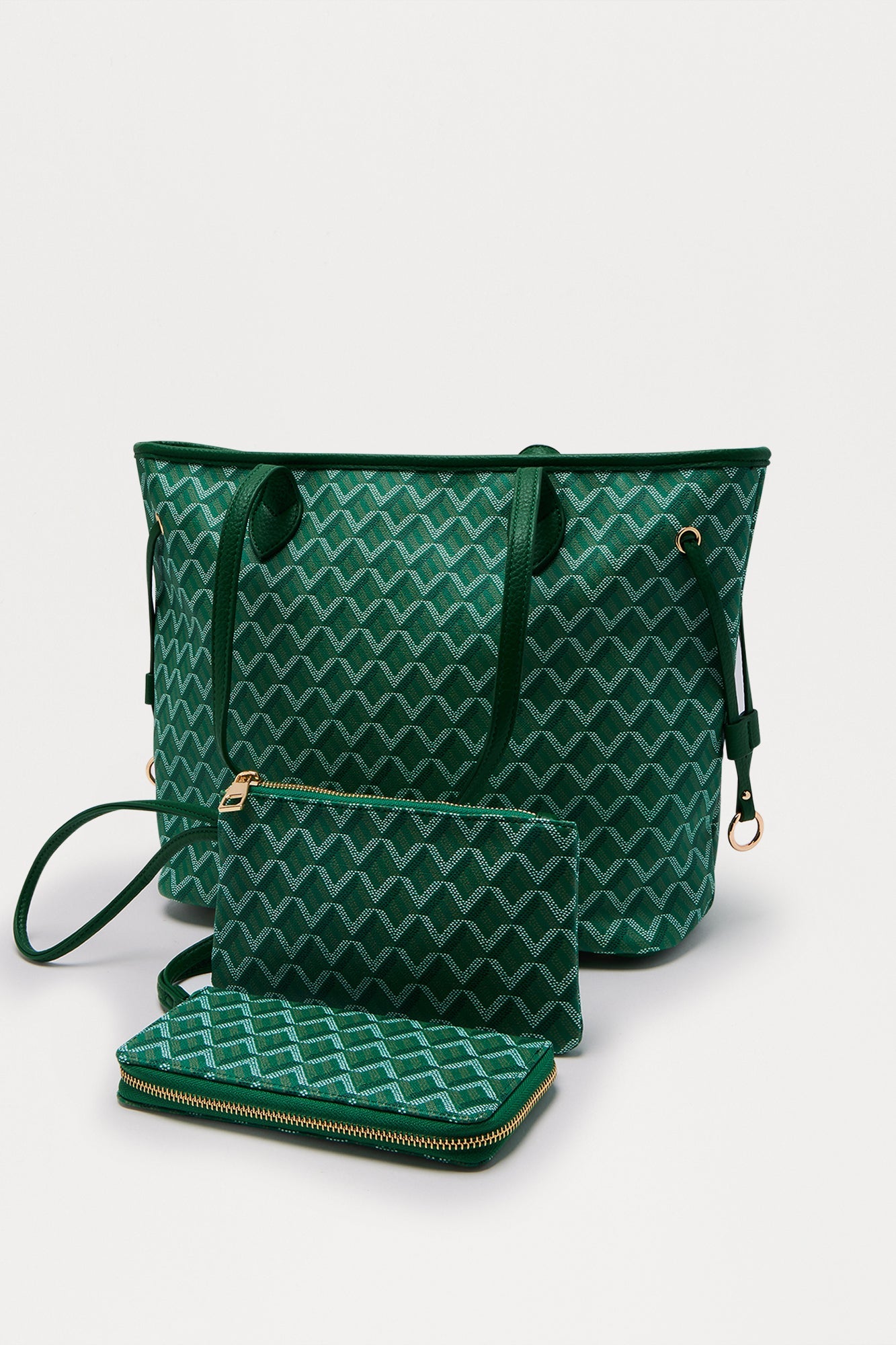 Daily Signature 3 Piece Tote Bag Set - Green
