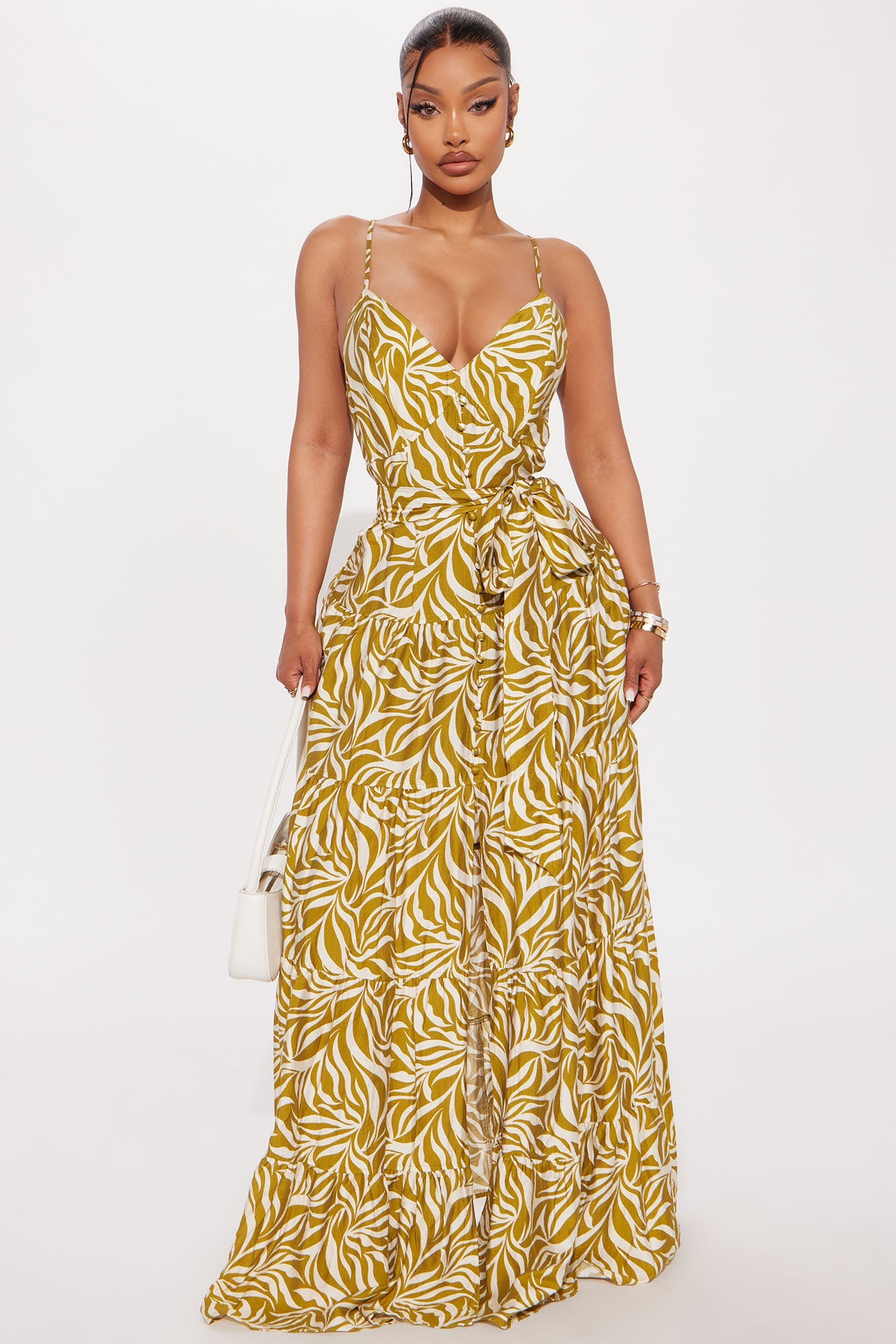 Charlotte Printed Linen Maxi Dress - Chartreuse