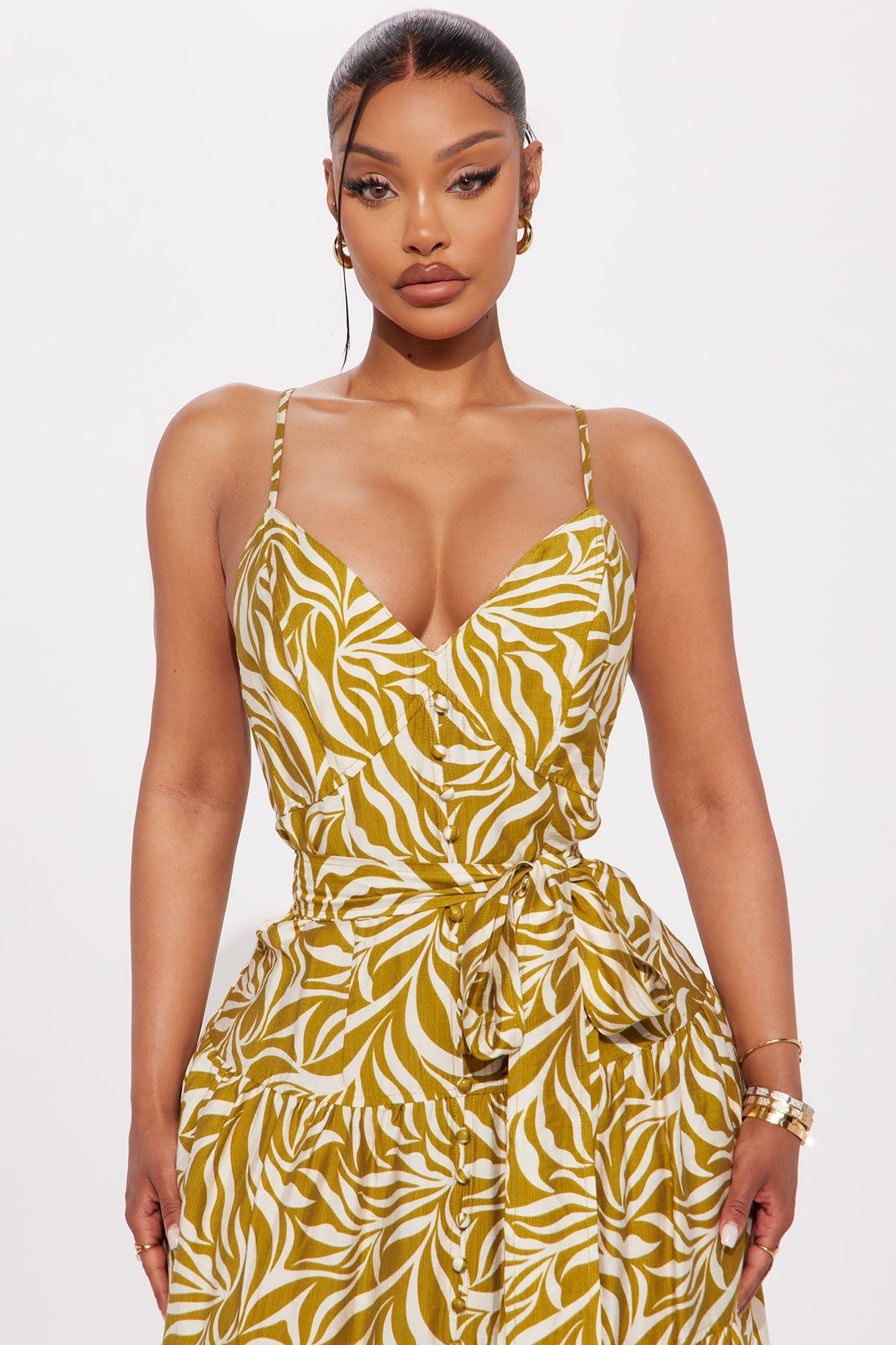 Charlotte Printed Linen Maxi Dress - Chartreuse