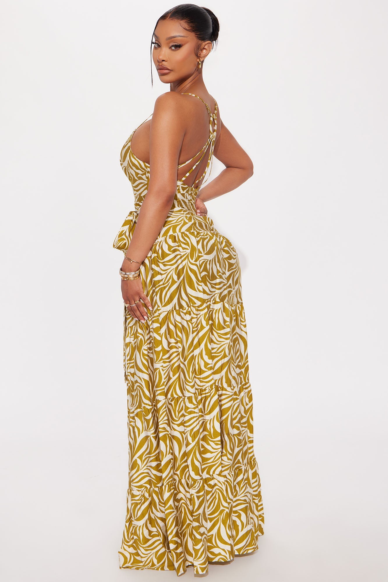 Charlotte Printed Linen Maxi Dress - Chartreuse