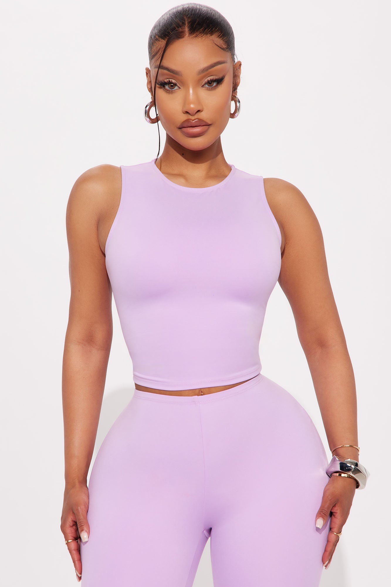 All Day Sleek Matte Tricot Capri Set - Lavender