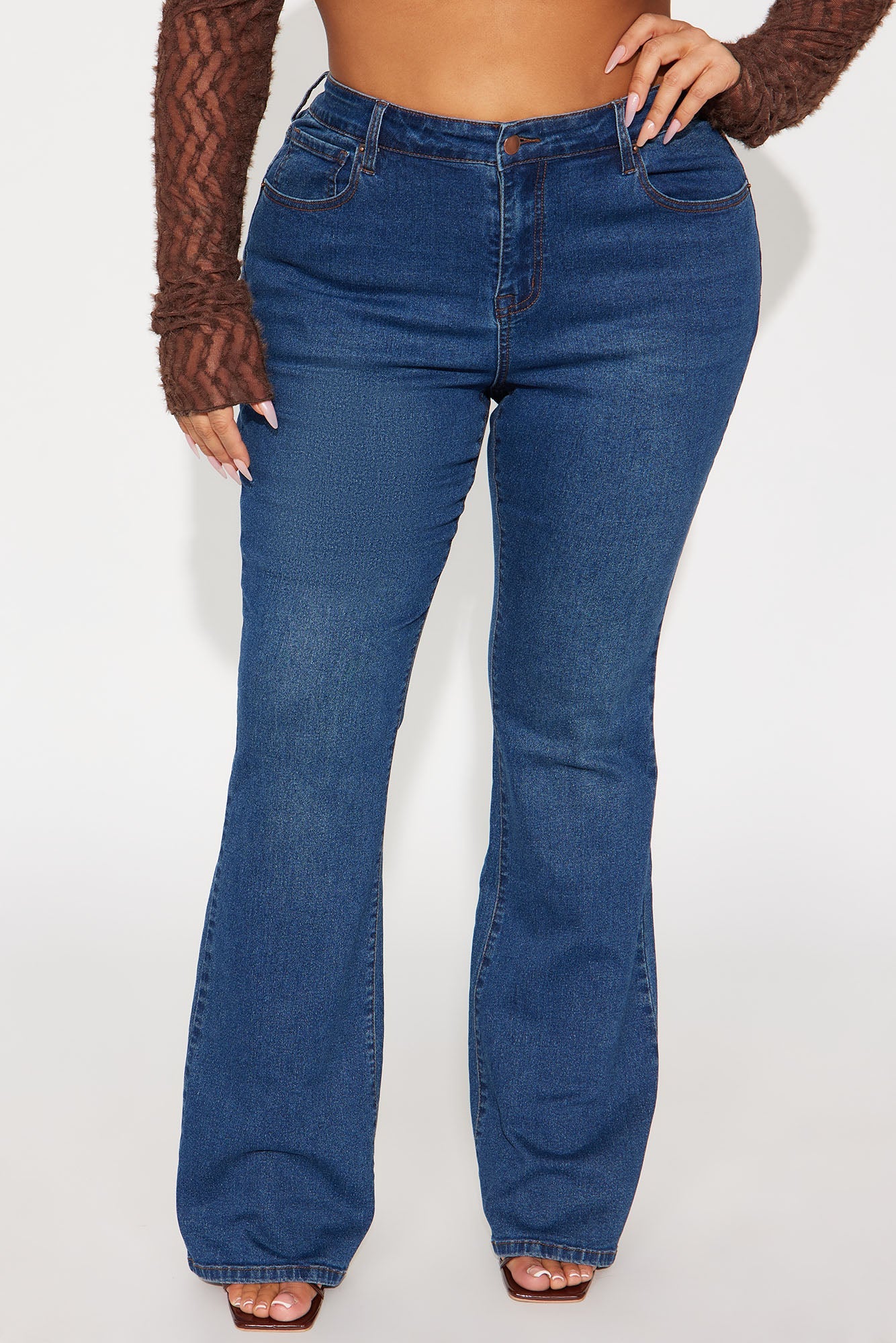 Vibe Check Curvy Stretch Bootcut Jeans  - Dark Denim