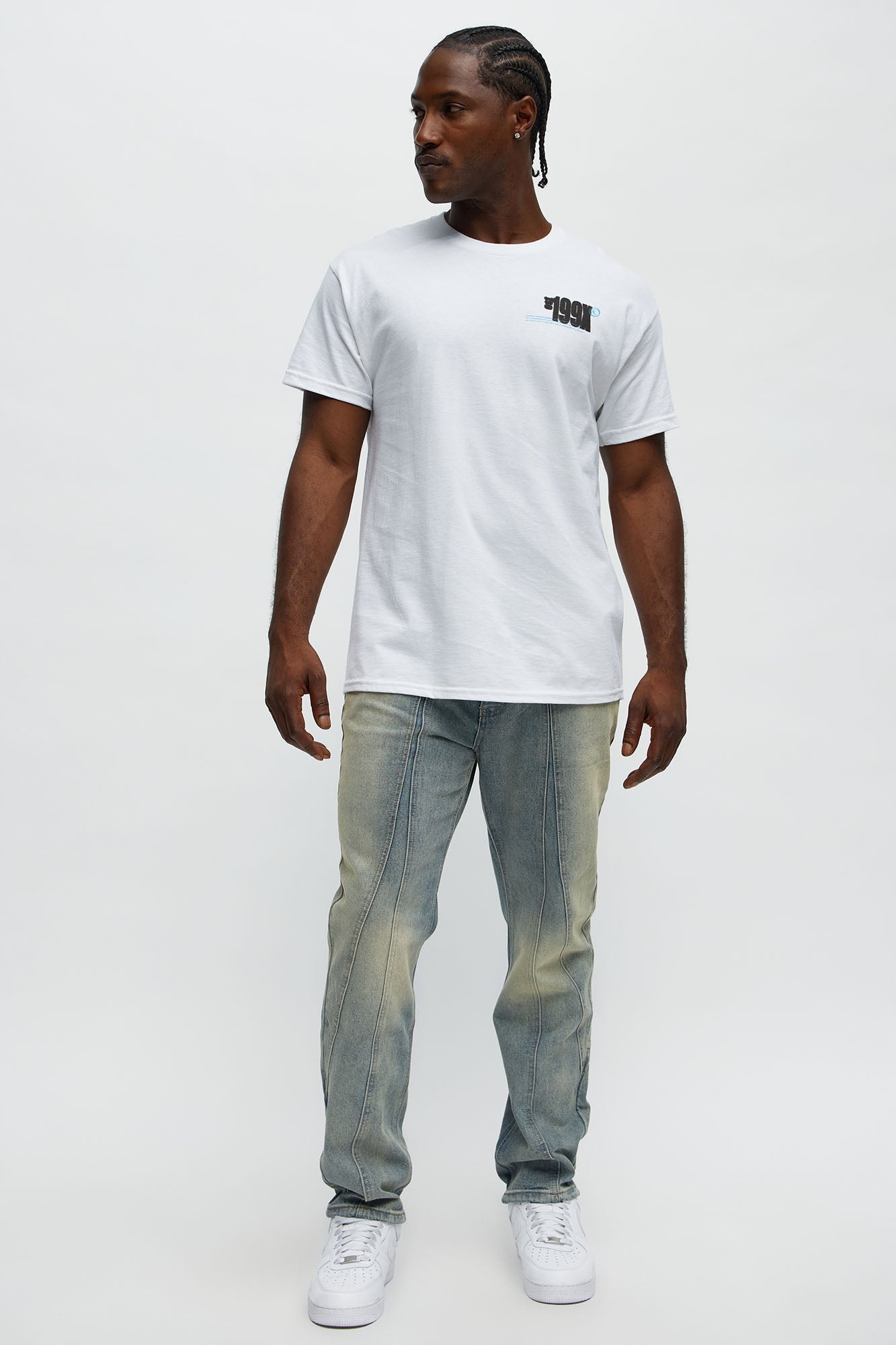 Up And Down Panel Slim Jeans - Vintage Blue Wash