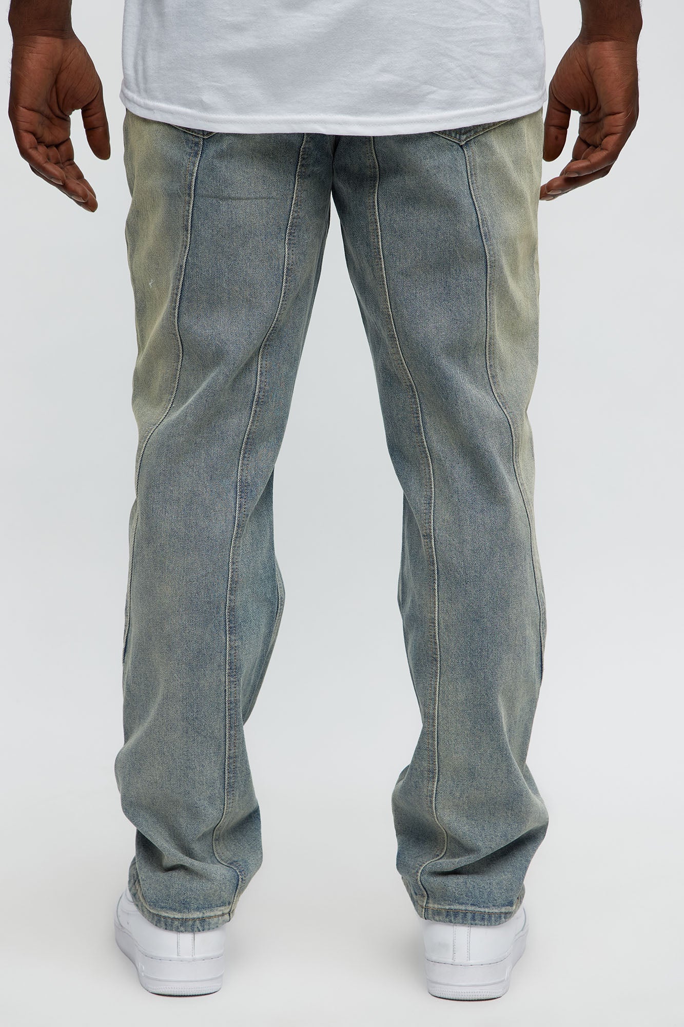 Up And Down Panel Slim Jeans - Vintage Blue Wash