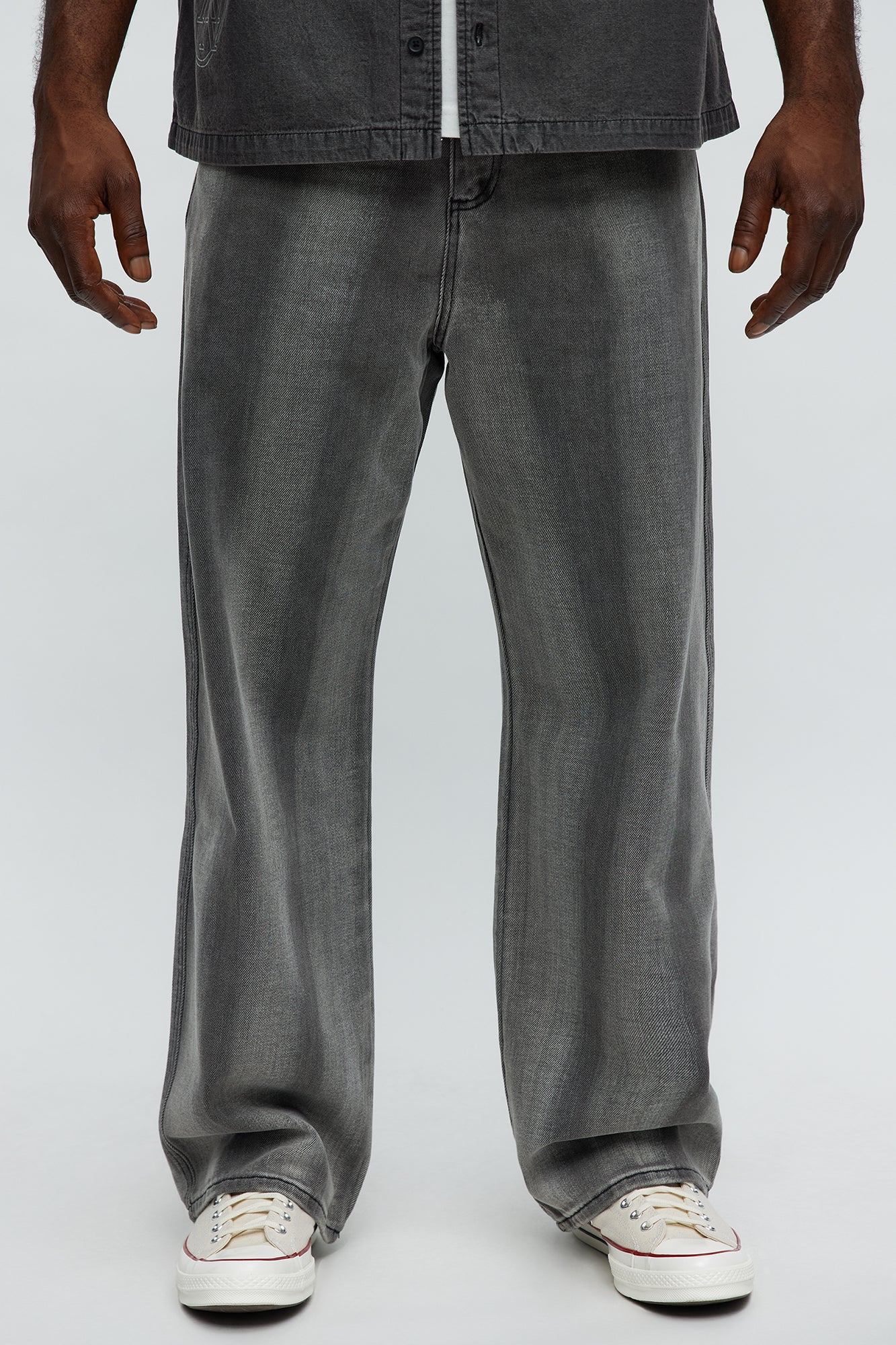 Brush Strokes Baggy Jeans - Black Wash