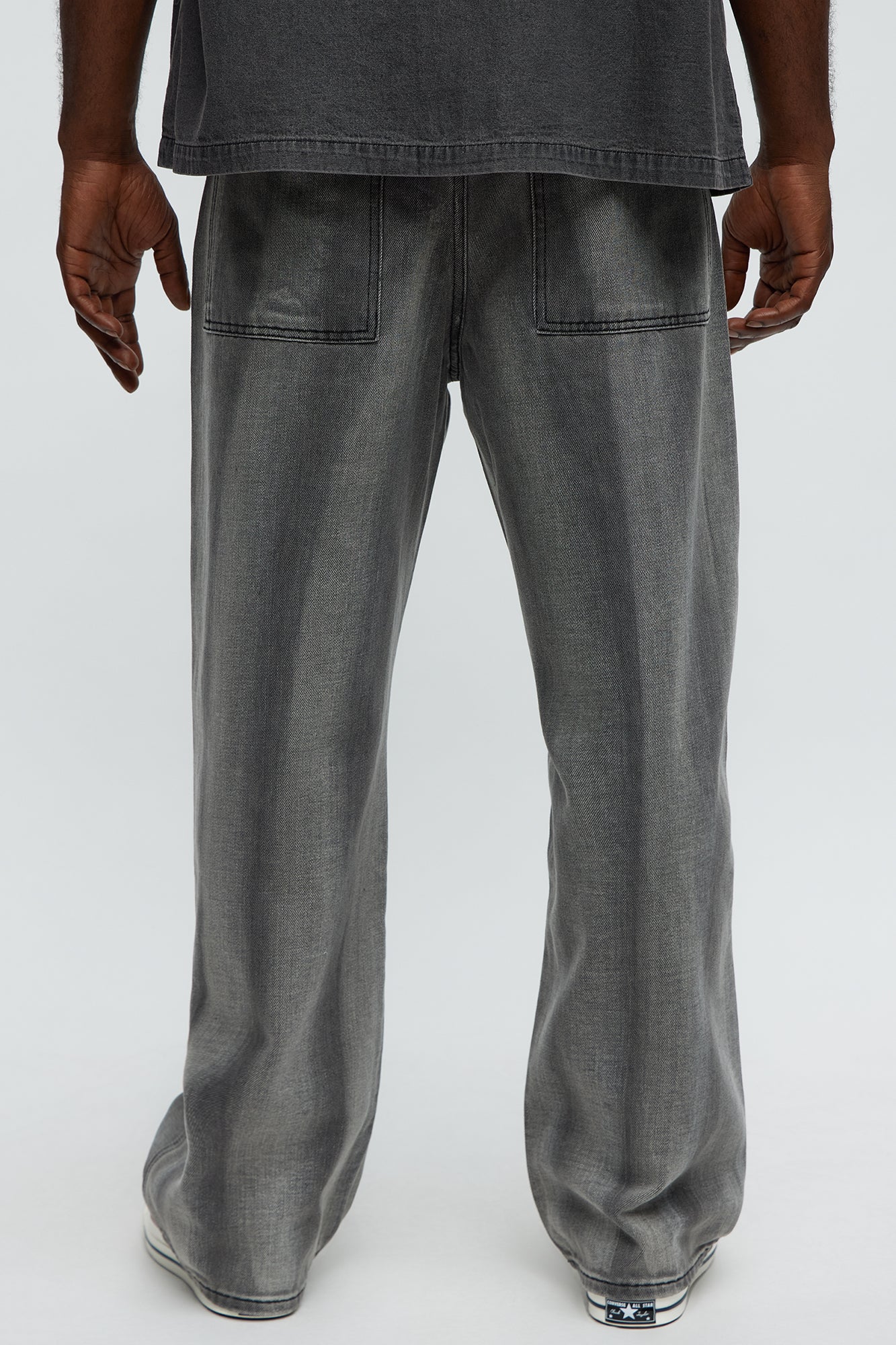 Brush Strokes Baggy Jeans - Black Wash