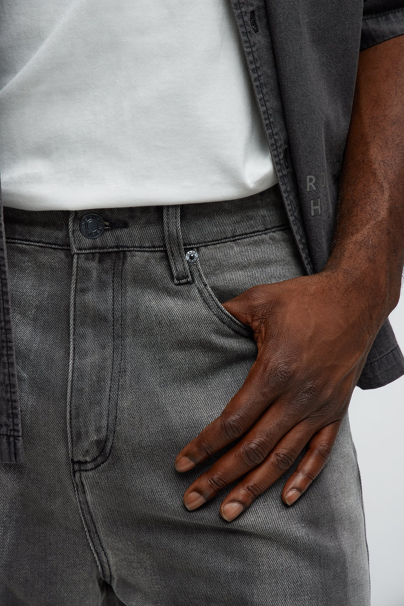 Brush Strokes Baggy Jeans - Black Wash