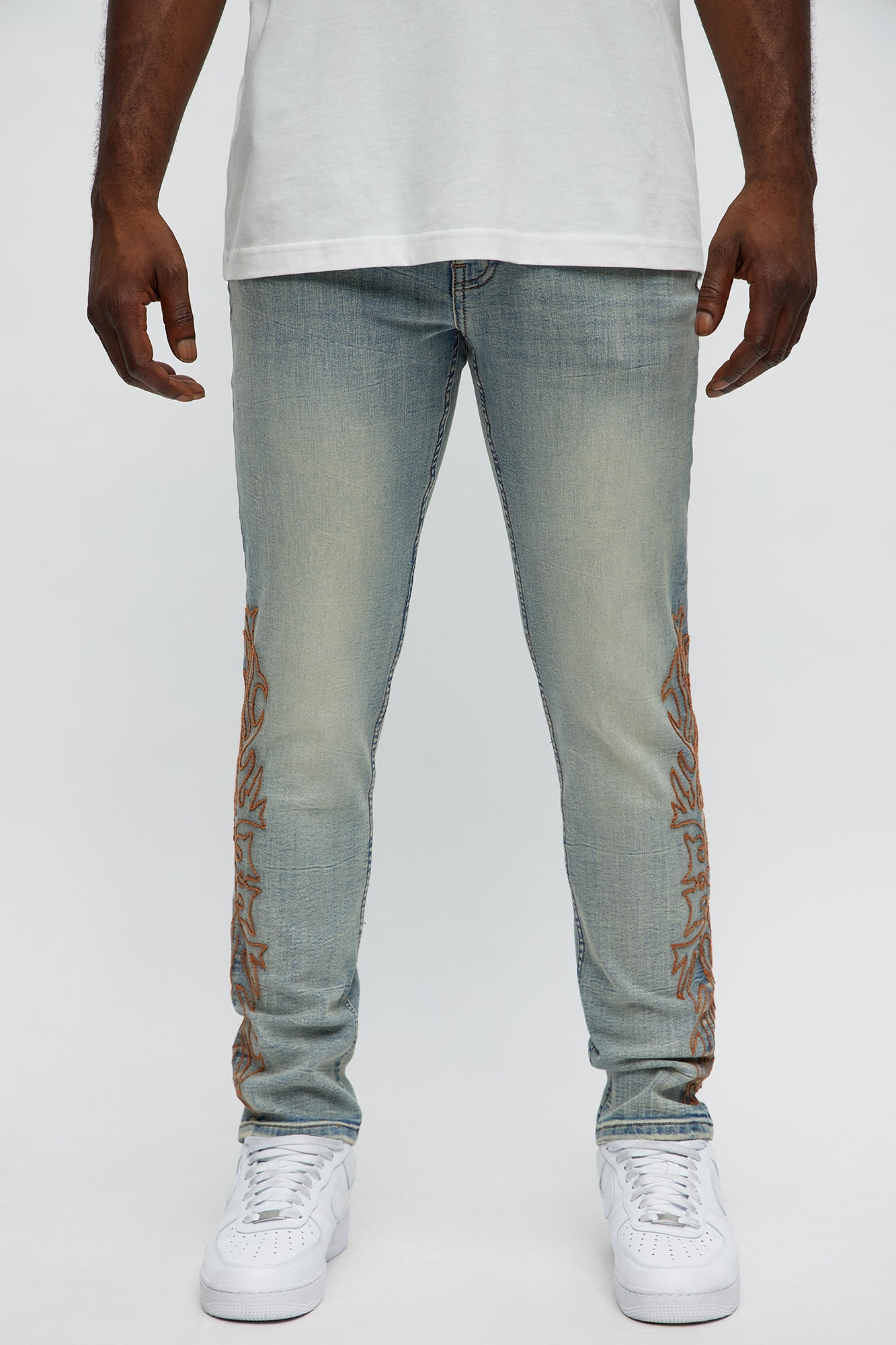 Be Resilient Embroidered Skinny Jeans - Medium Blue Wash