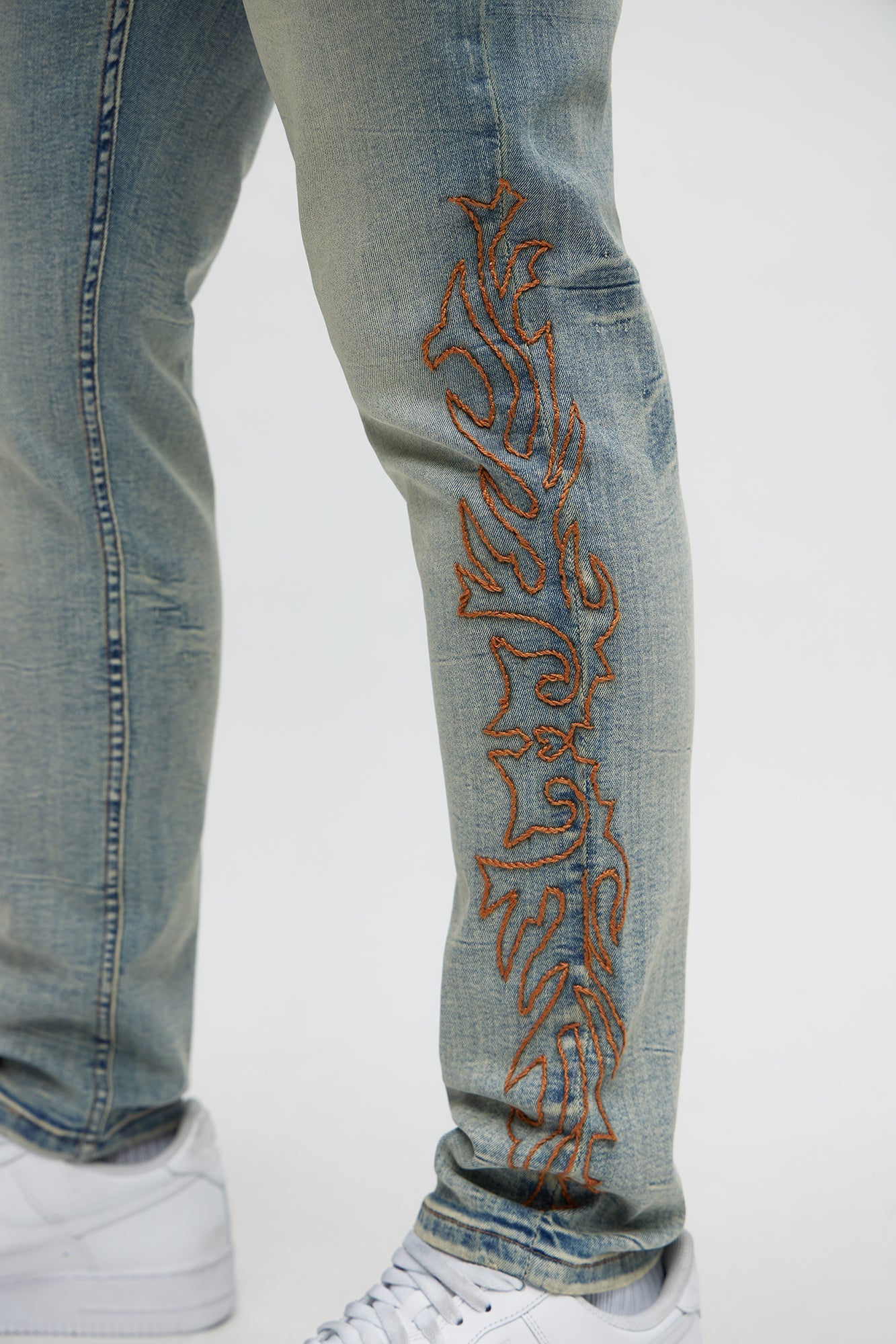 Be Resilient Embroidered Skinny Jeans - Medium Blue Wash
