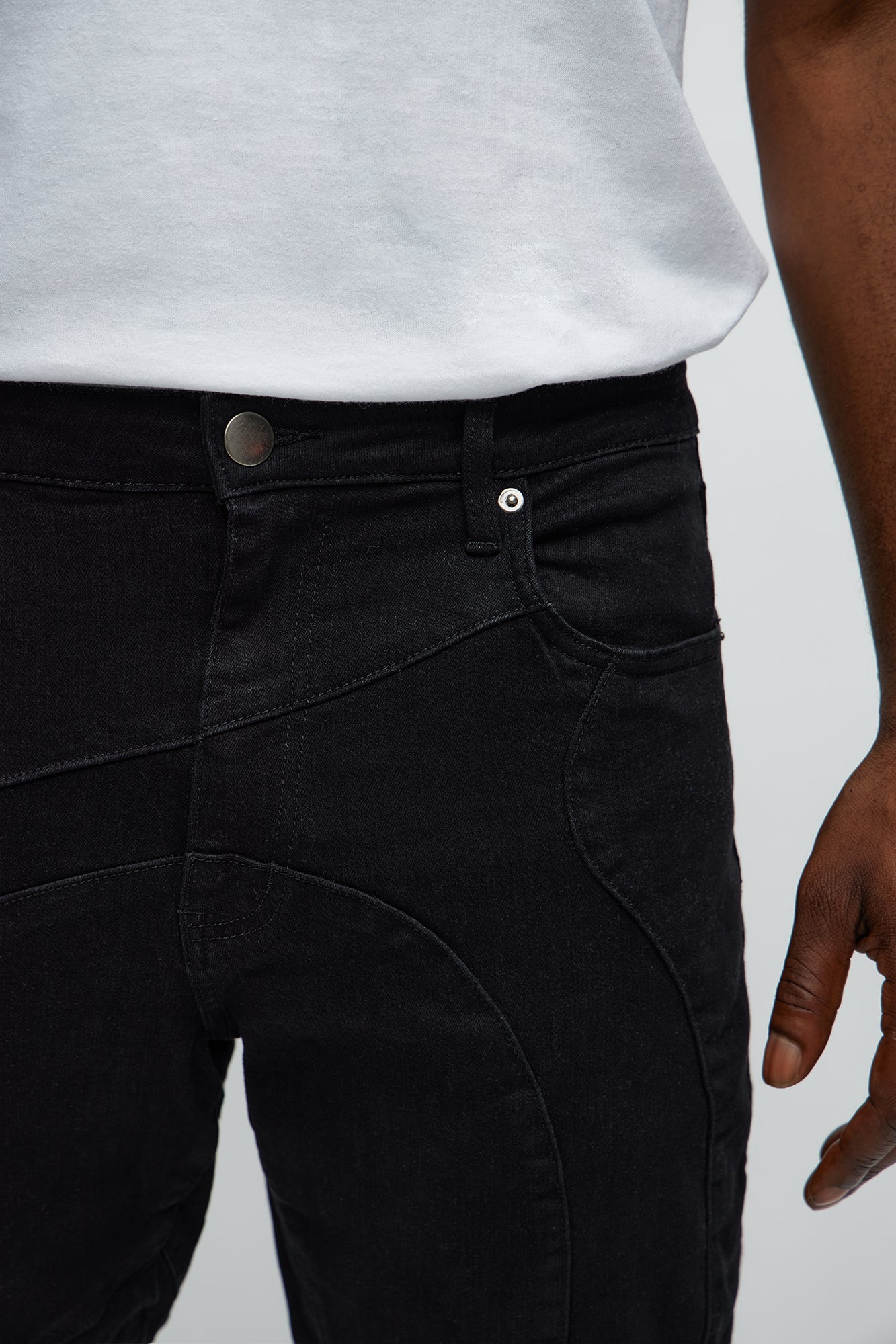 Have A Good One Paneled Stacked Slim Flare Jeans - Black