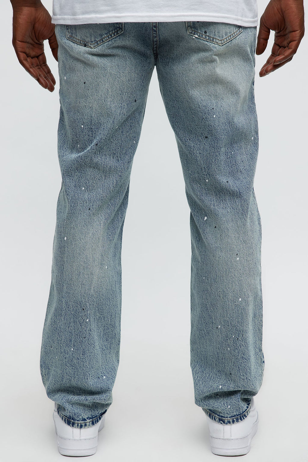 Sensible Paint Splot Distressed Slim Jeans - Medium Blue Wash