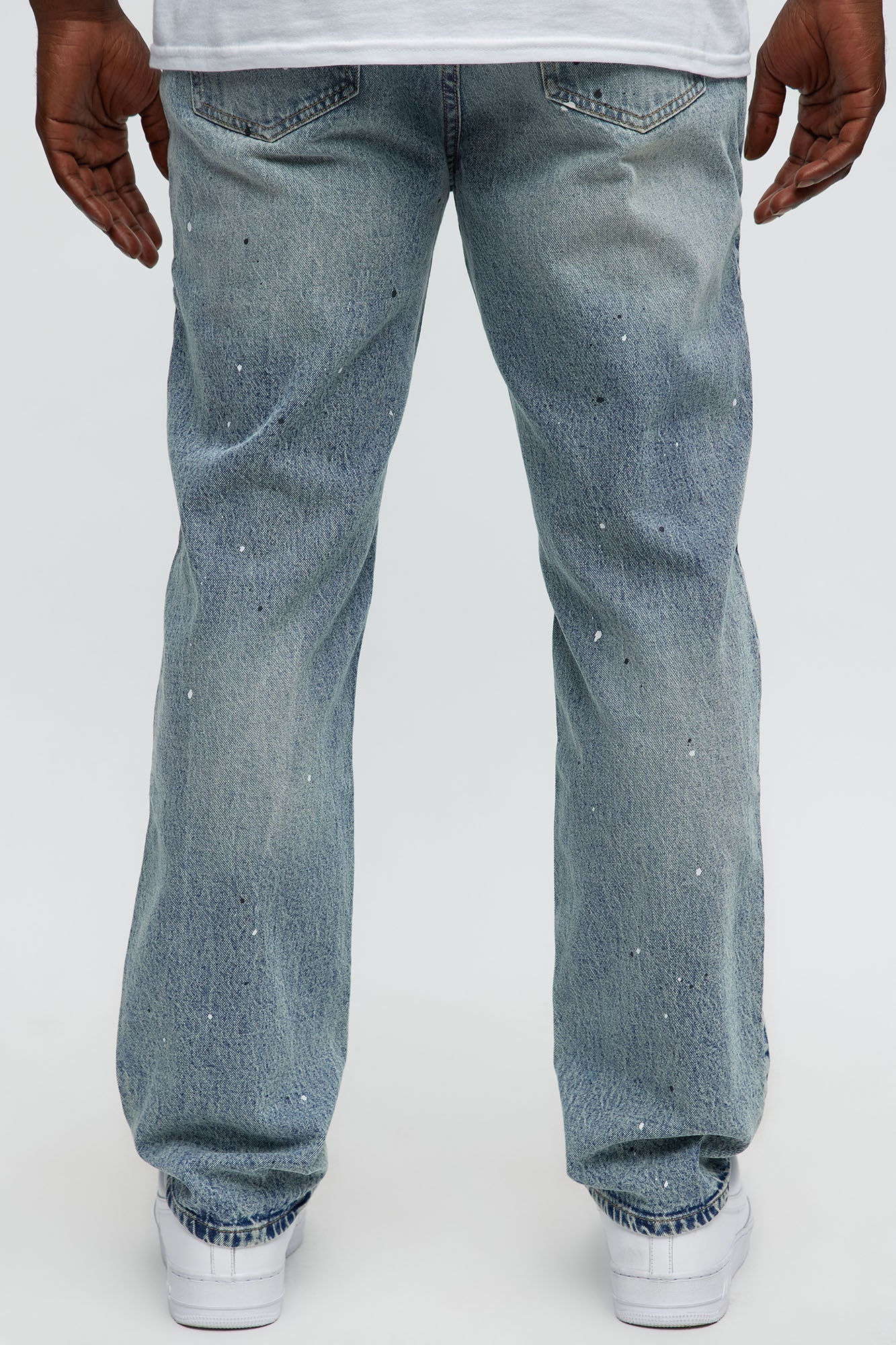 Sensible Paint Splot Distressed Slim Jeans - Medium Blue Wash