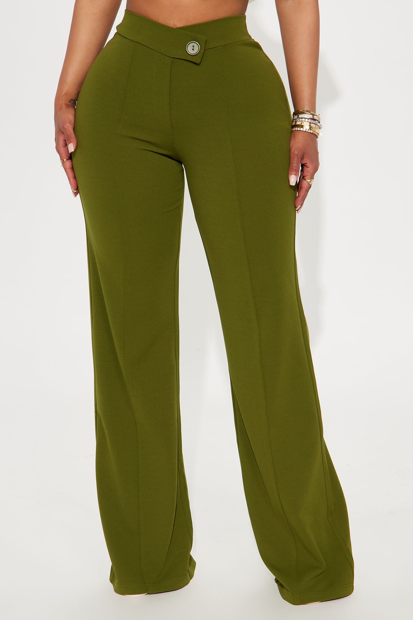 Call It Even Wide Leg Dress Pants - Olive