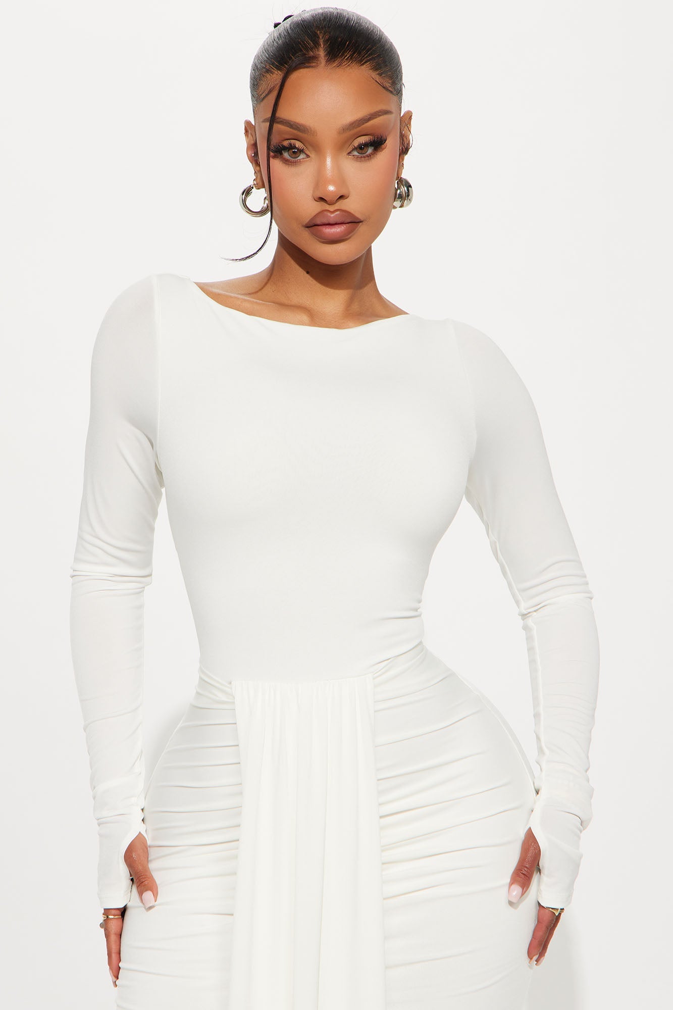Eloise Boat Neck Maxi Dress - White