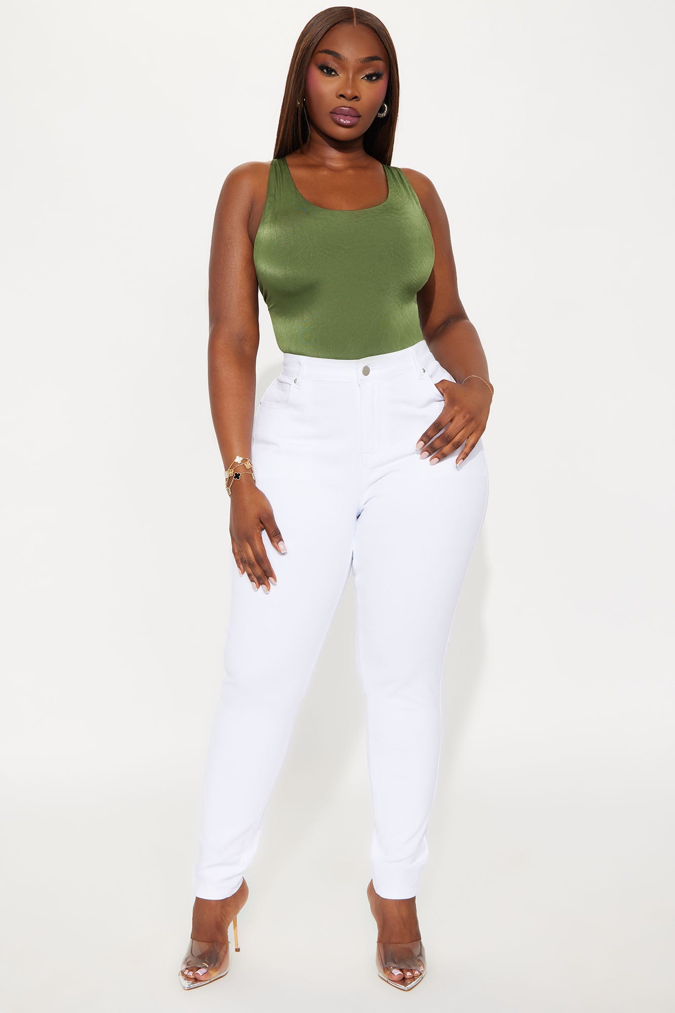 Tall Vibe Check Curvy Stretch Skinny Jeans - White