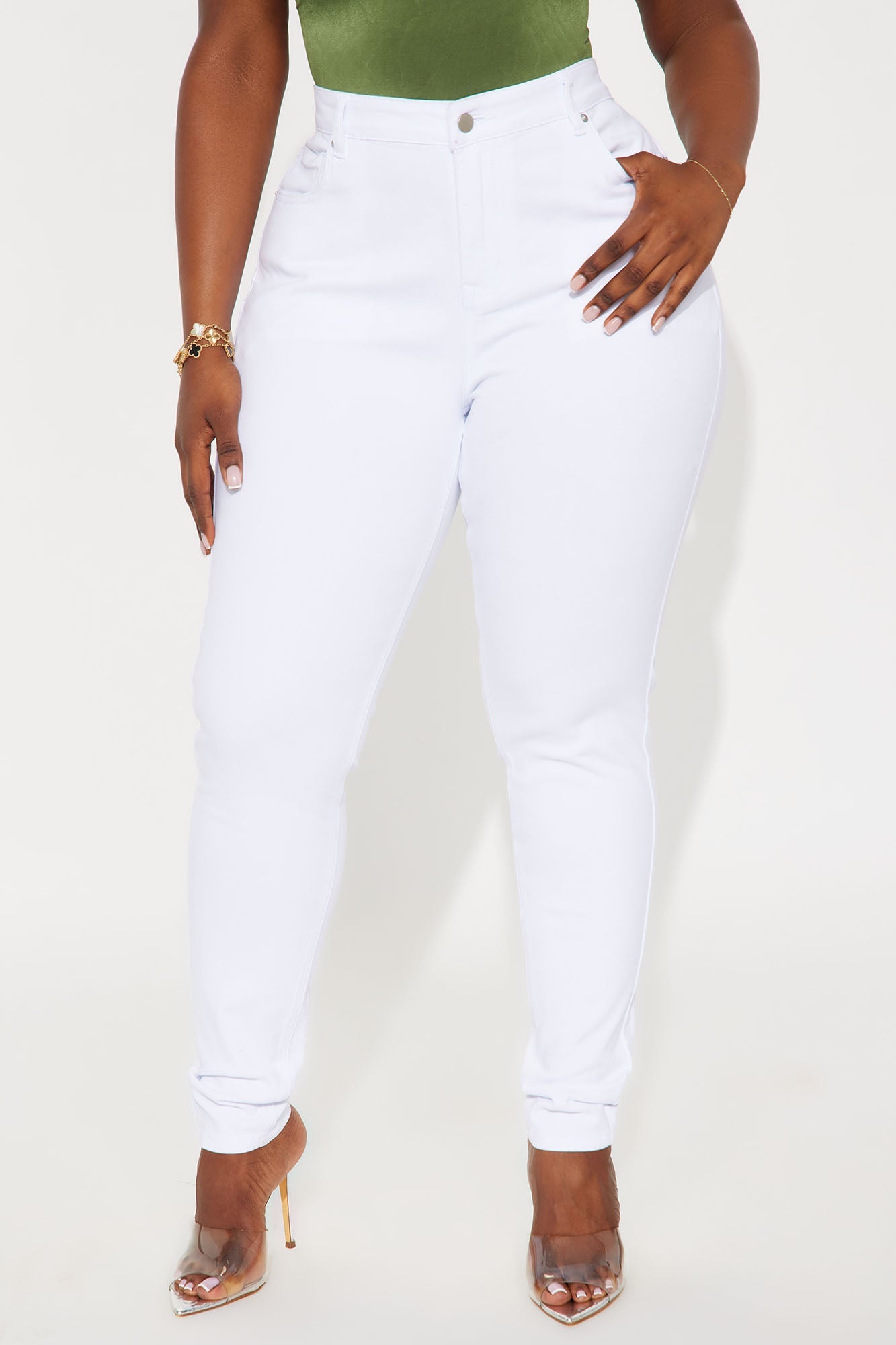 Tall Vibe Check Curvy Stretch Skinny Jeans - White