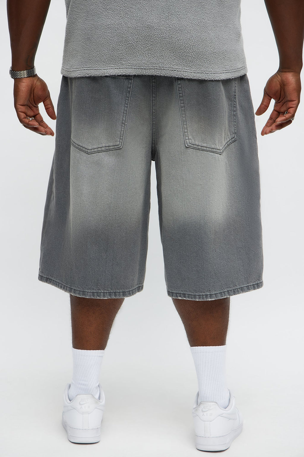 Baggy Shadowline Denim Short - Grey