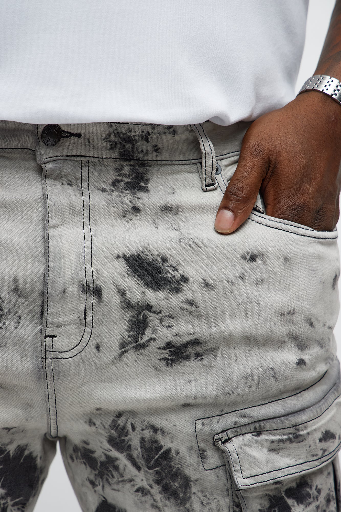 On That Smokey Skinny Cargo Jeans - Grey/Smoke