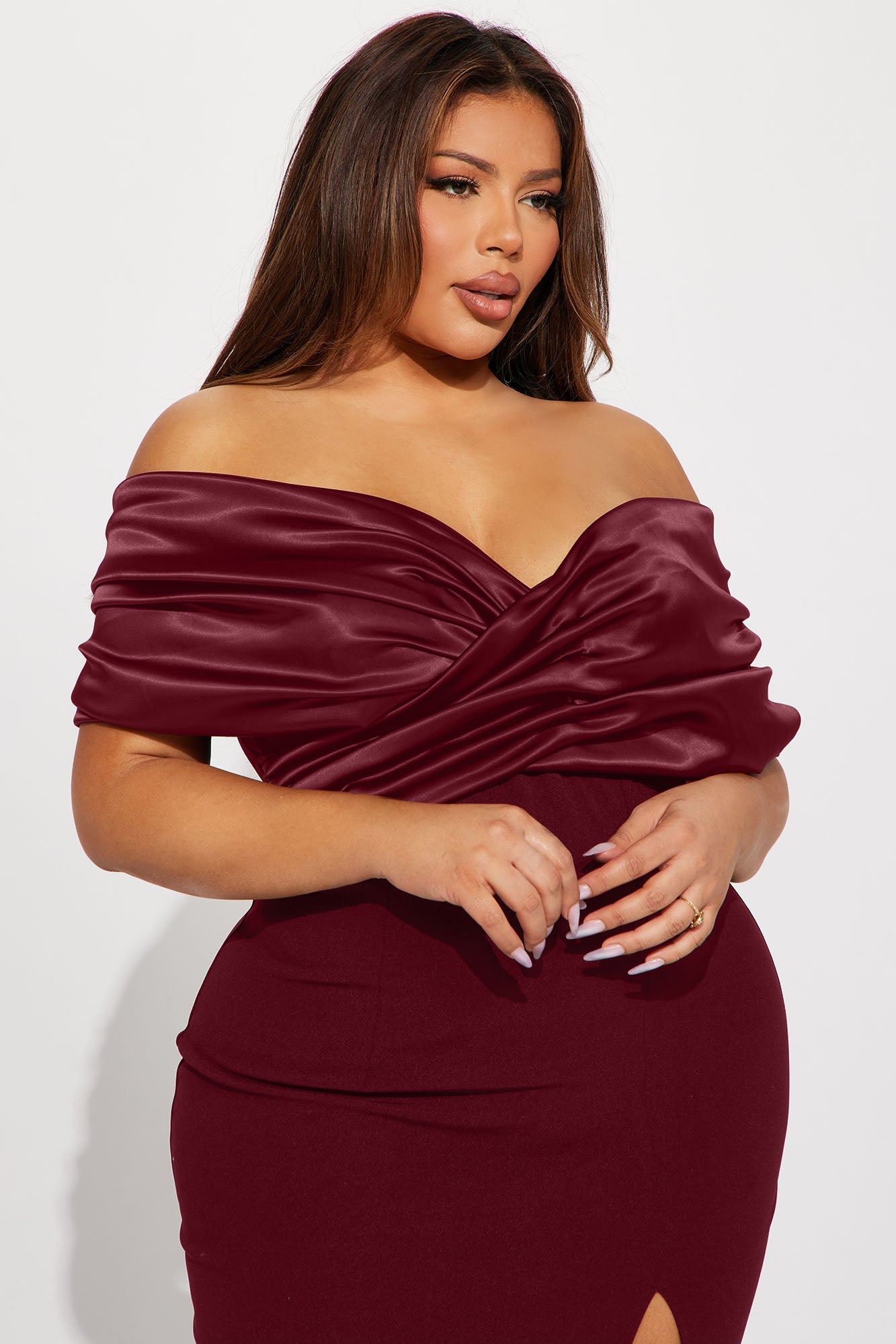 Am I The Drama Draped Maxi Dress - Wine