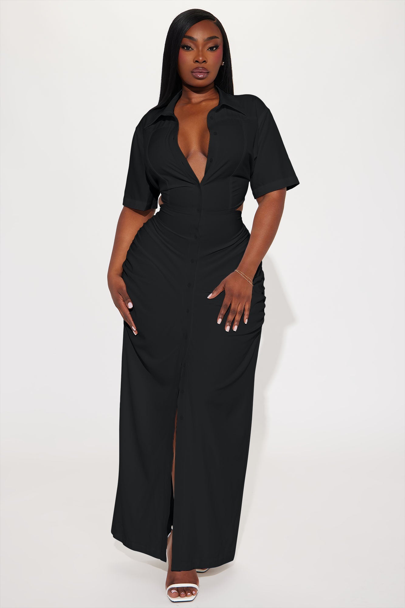 Jennifer Collared Maxi Dress - Black