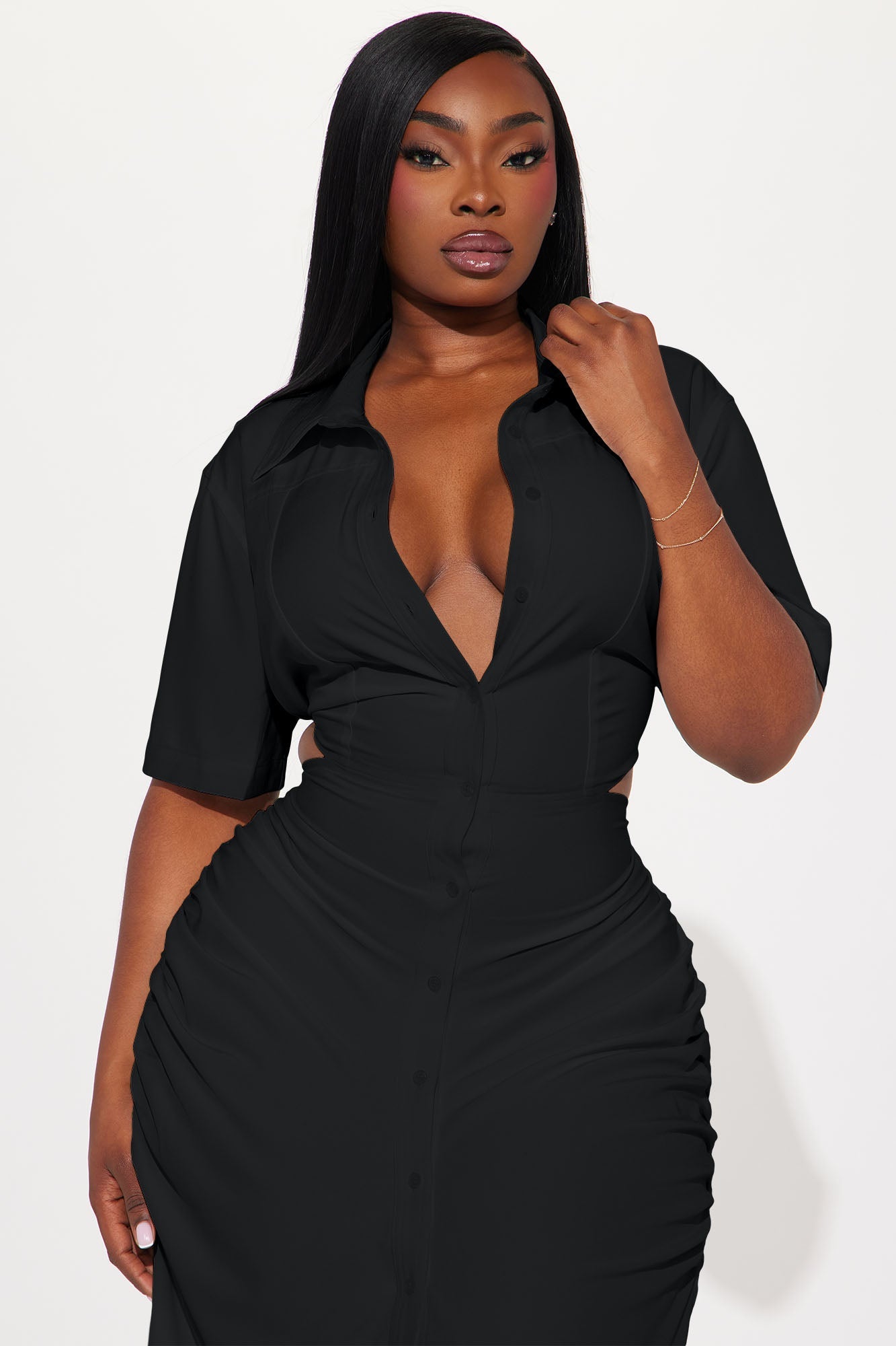 Jennifer Collared Maxi Dress - Black