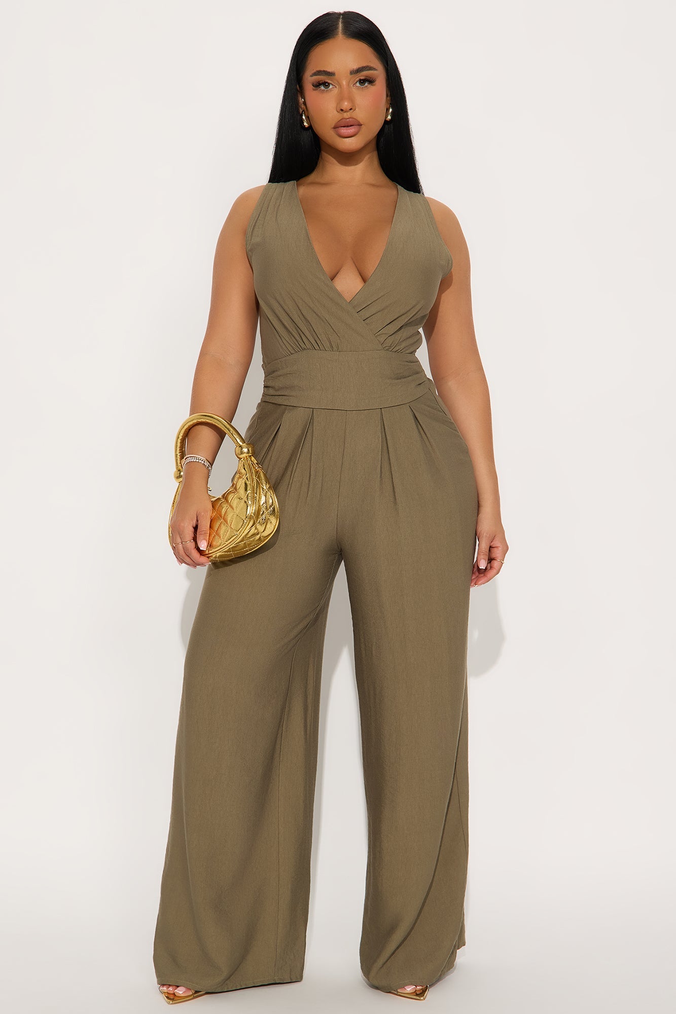 Serenity Wide Leg Jumpsuit - Olive