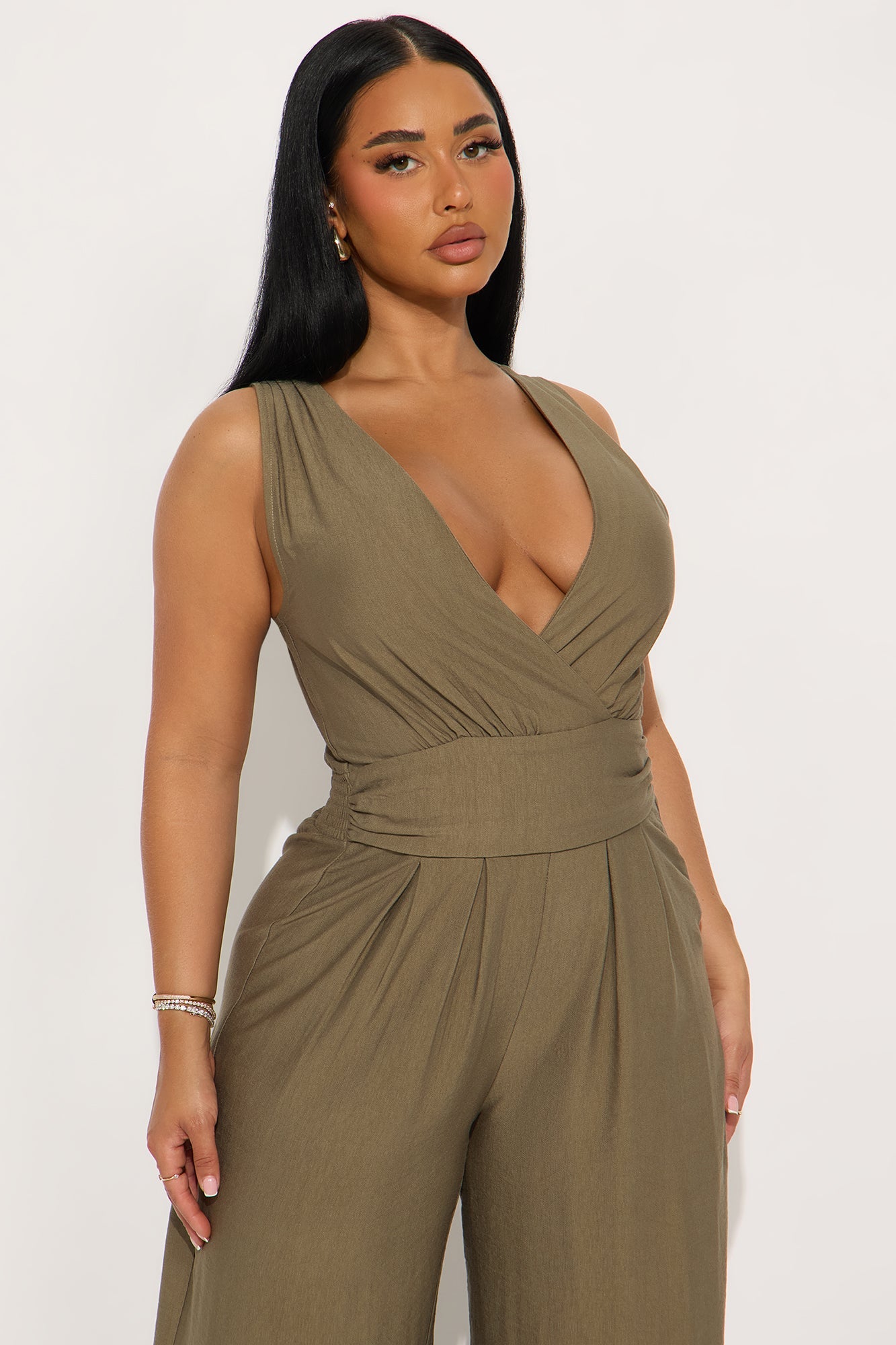 Serenity Wide Leg Jumpsuit - Olive