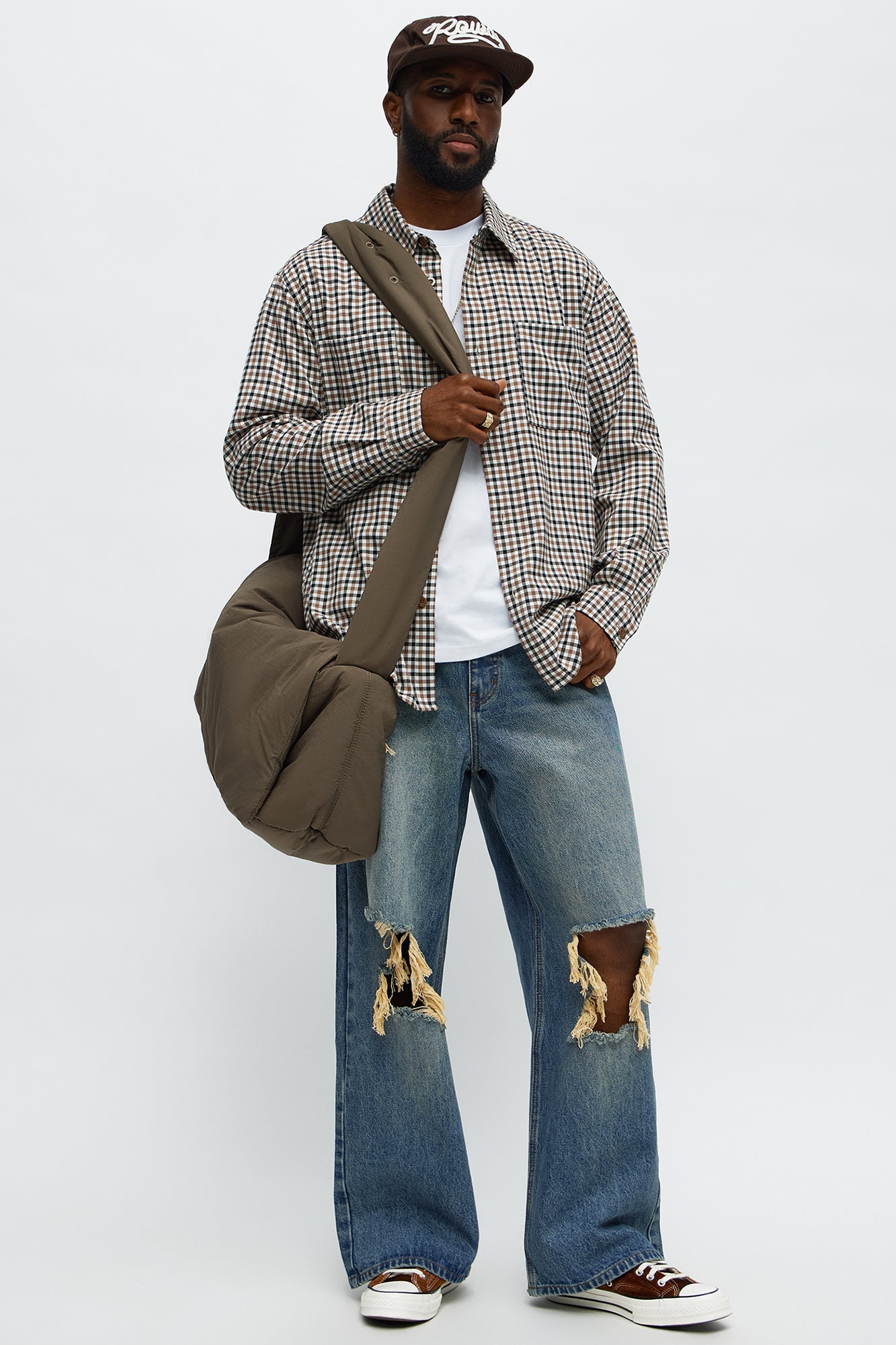 Baggy Destroyed Jeans - Dark Wash