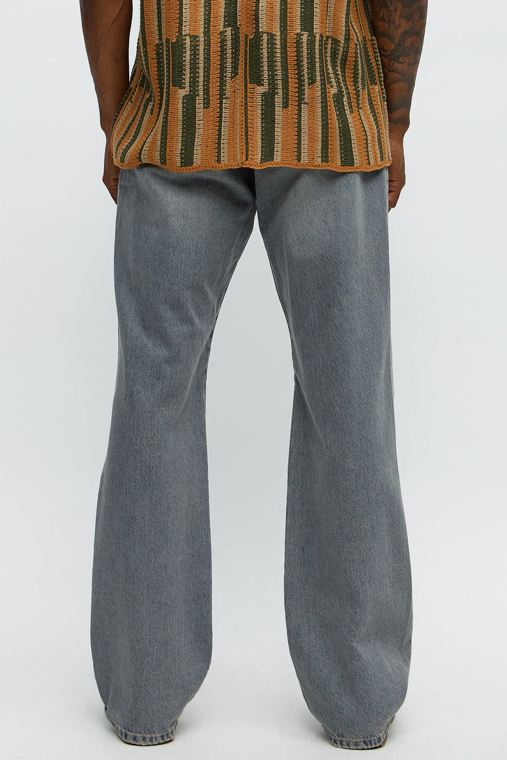 Don't Quit Ripped Stacked Slim Flare Jeans - Vintage Blue Wash