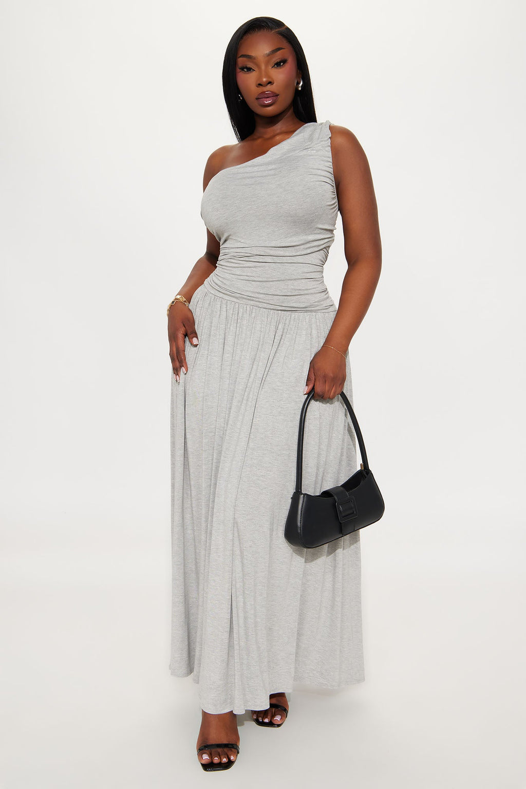 Serene Dreams One Shoulder Maxi Dress - Heather