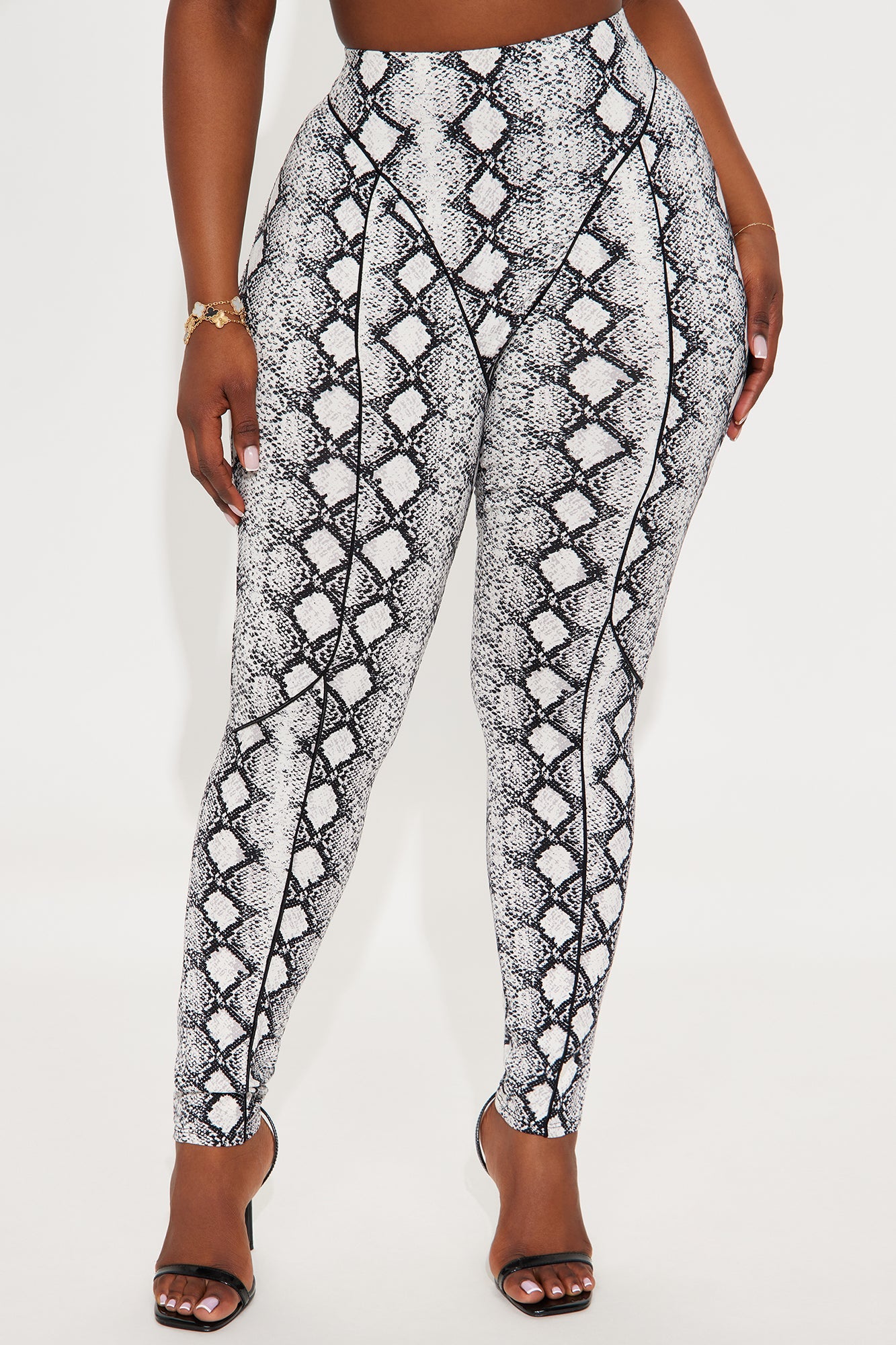 What A Catch Snakeskin High Rise Legging - Black/Grey