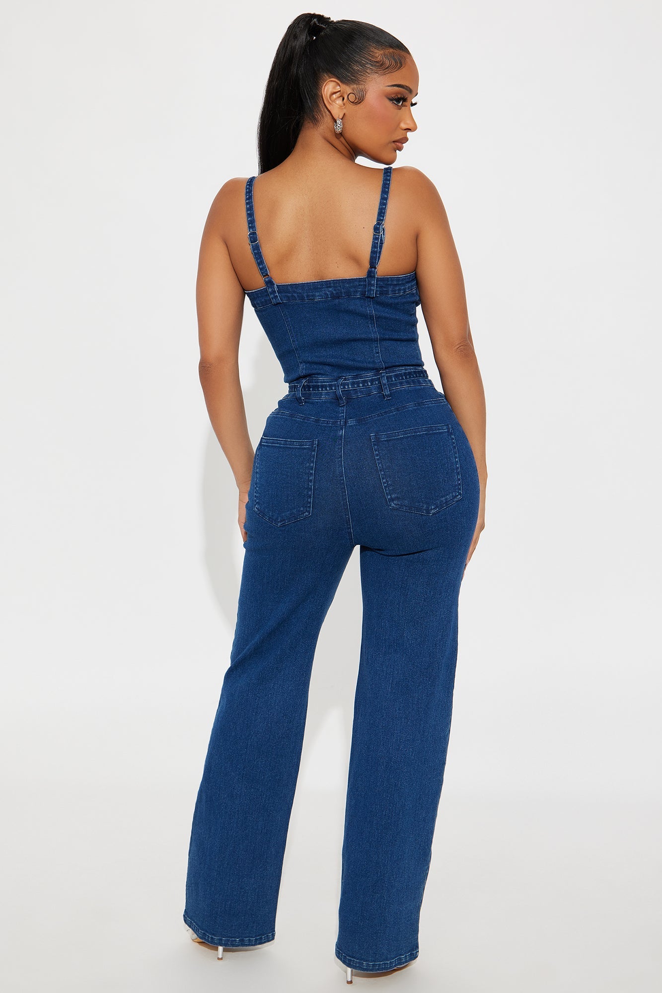 Slay The Day Denim Jumpsuit - Dark Denim