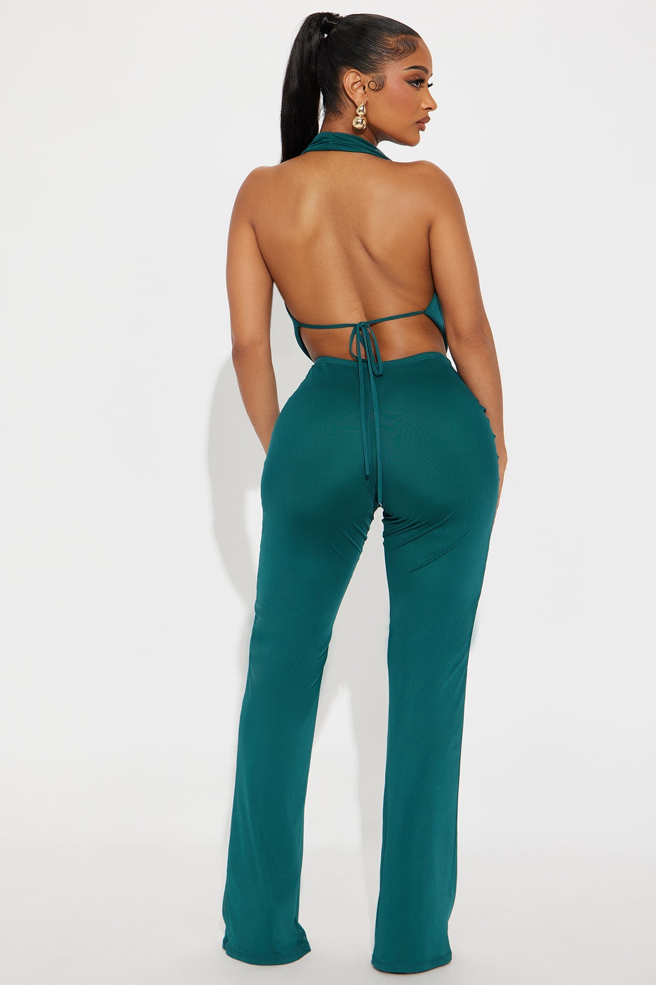 Best Behavior Mesh Halter Jumpsuit - Hunter