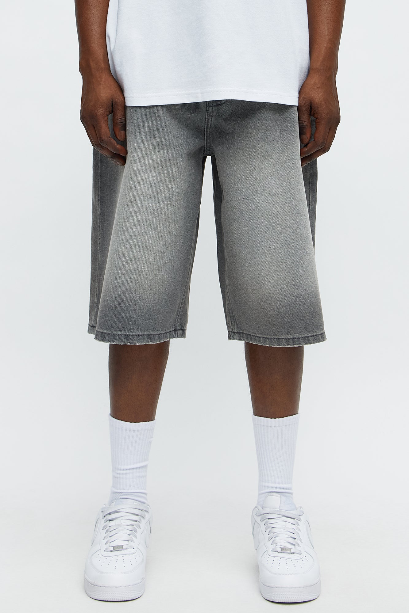 Baggy Shadowline Denim Short - Grey