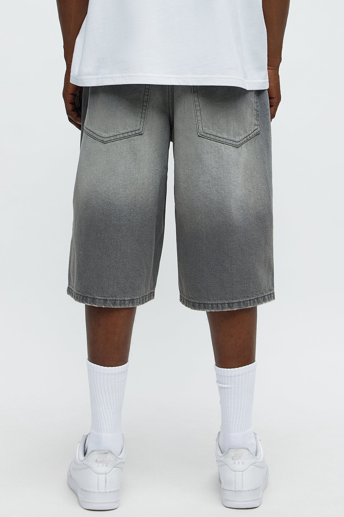 Baggy Shadowline Denim Short - Grey