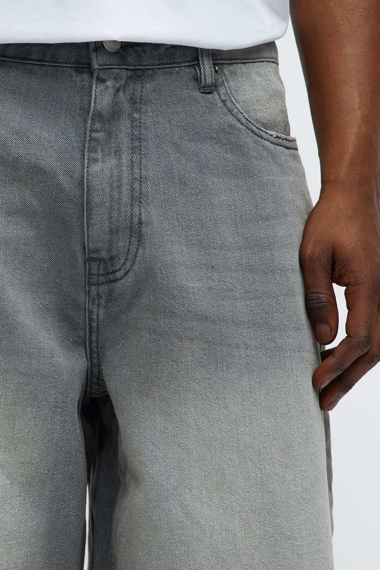 Baggy Shadowline Denim Short - Grey